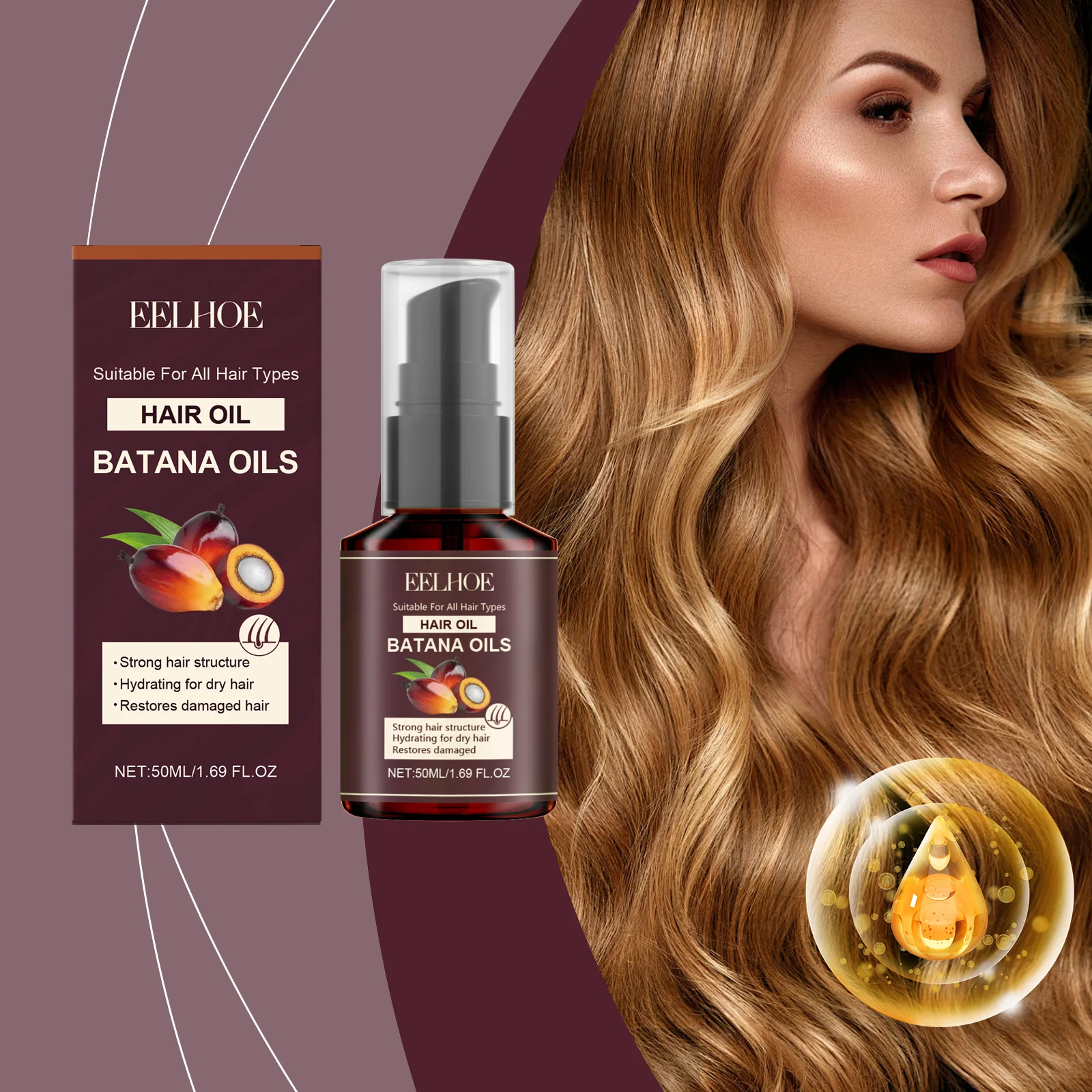 Batana Hair Oil 50ml for Frizz Control, Shine & Damaged Hair Repair 2 batana hair oil 50ml frizz control shine cih qhngwsmu desc 2