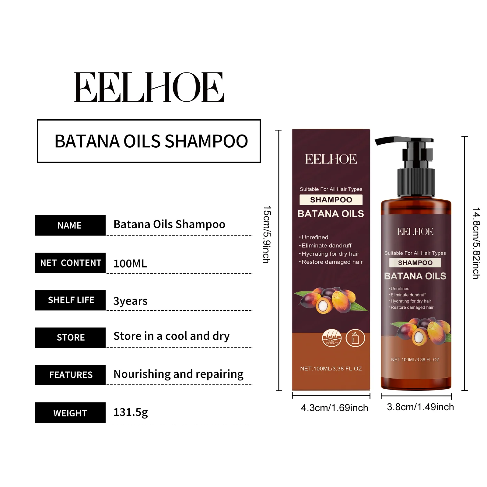 Batana Oil Shampoo Deeply Moisturizing & Repairing for Dry Damaged Hair 100ml 1 batana oil shampoo moisturizing repairing dry hair 100ml cih erwppg42 desc 1