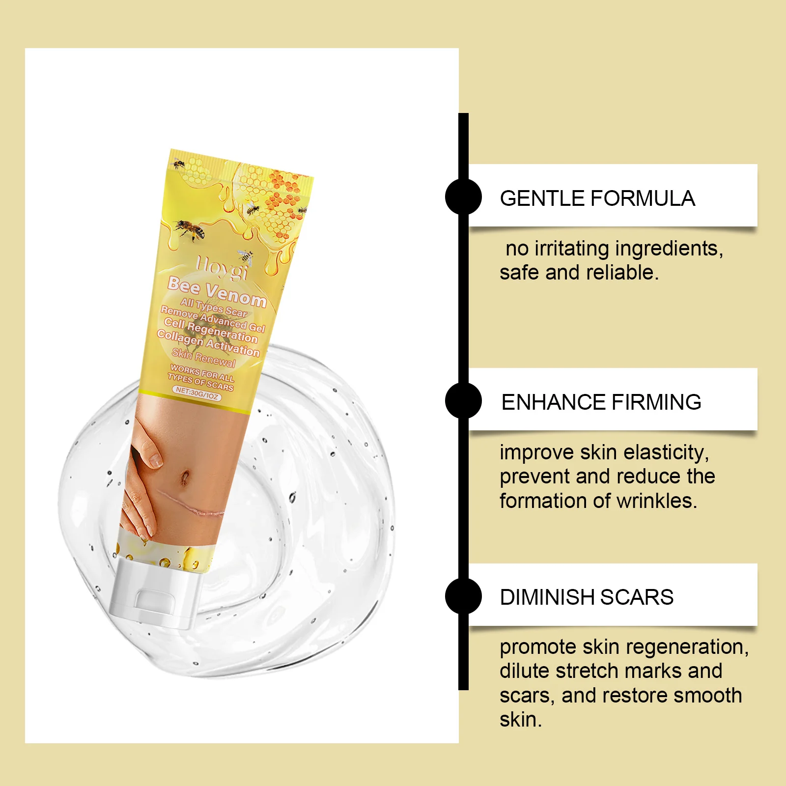 Bee Venom Body Care Gel 30g for Scar Removal & Skin Repair with Garlic & Centella 5 bee venom body care gel 30g scar removal cih 8trbxfkj desc 5
