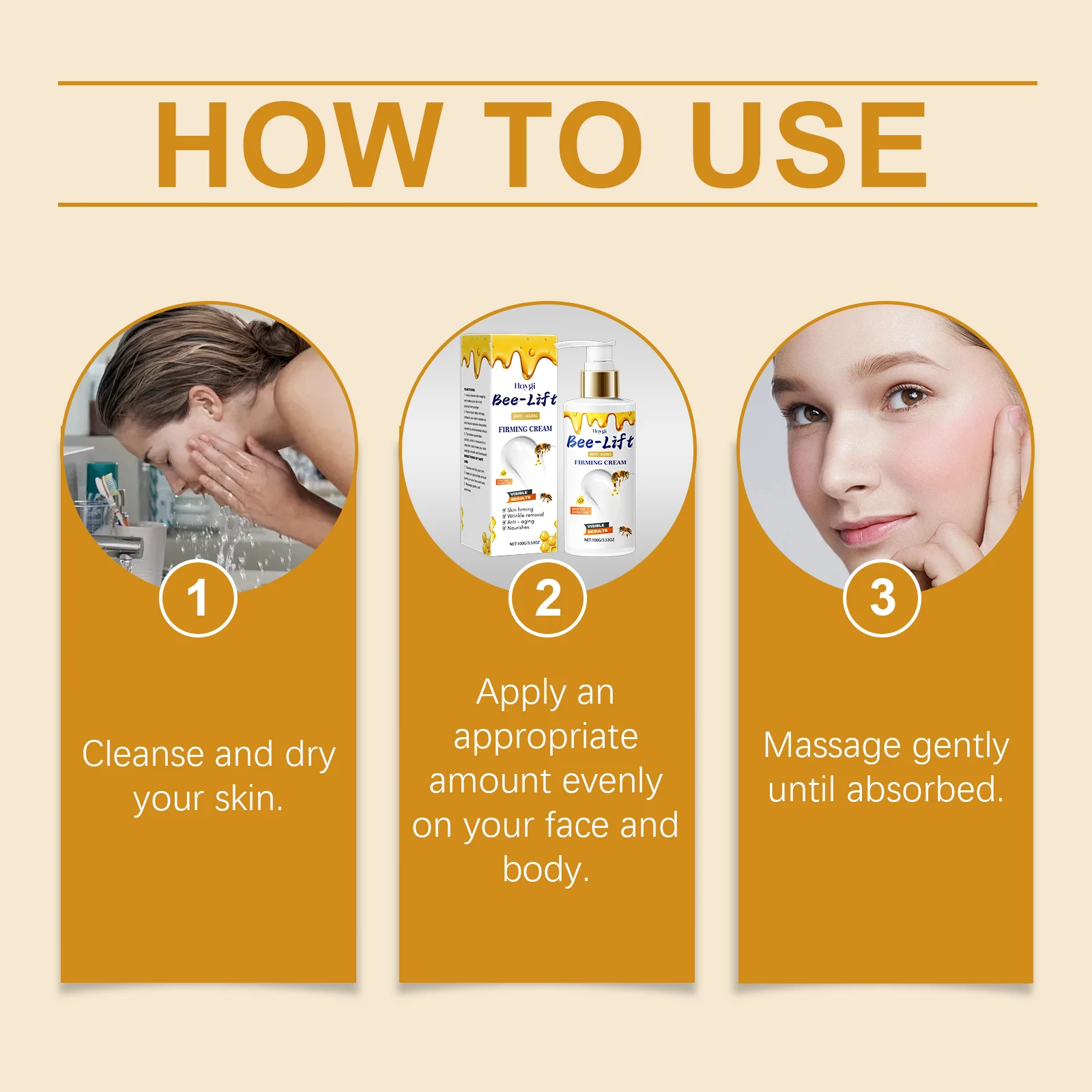 Bee Venom Firming Cream Moisturizes, Tightens Skin & Reduces Wrinkles 100g 4 bee venom firming cream 100g cih vcgcjetc desc 4