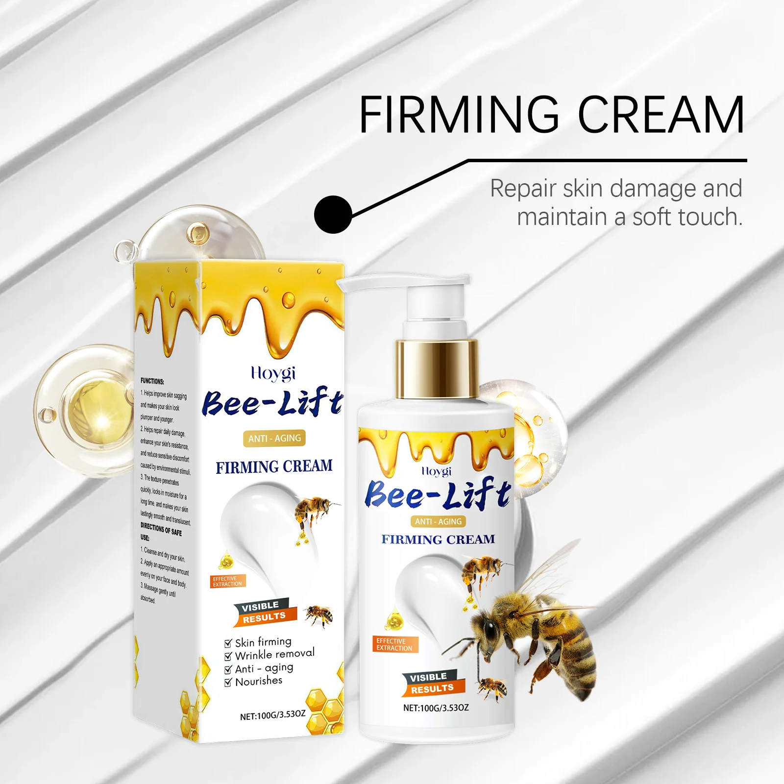 Bee Venom Firming Cream Moisturizes, Tightens Skin & Reduces Wrinkles 100g 6 bee venom firming cream 100g cih vcgcjetc desc 6