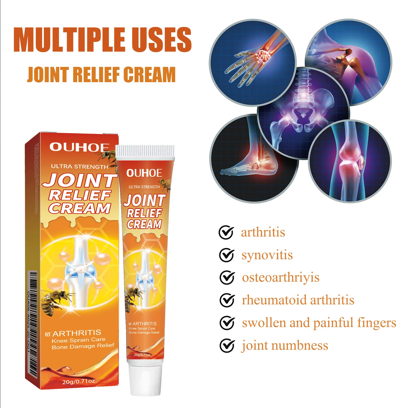 Bee Venom Joint Relief Cream for Arthritis, Knee Pain, Shoulder & Muscle Care 20g 7 bee venom joint relief cream 20g cih vfnf9rb4 desc 7