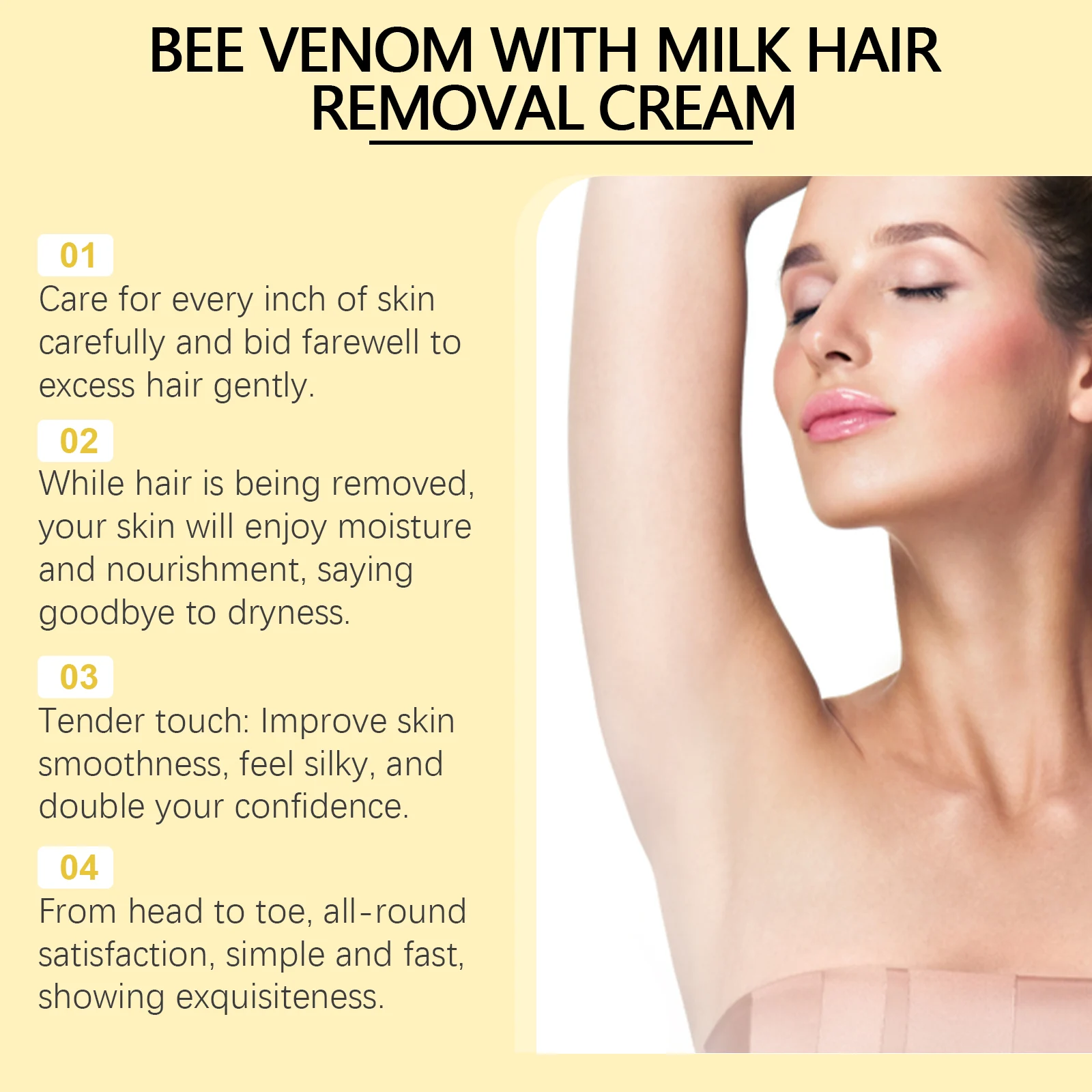 OceAura Bee Venom Milk Moisturizing Hair Removal Cream for Face & Body 5 bee venom milk hair removal cream cih e3hnajwd desc 5