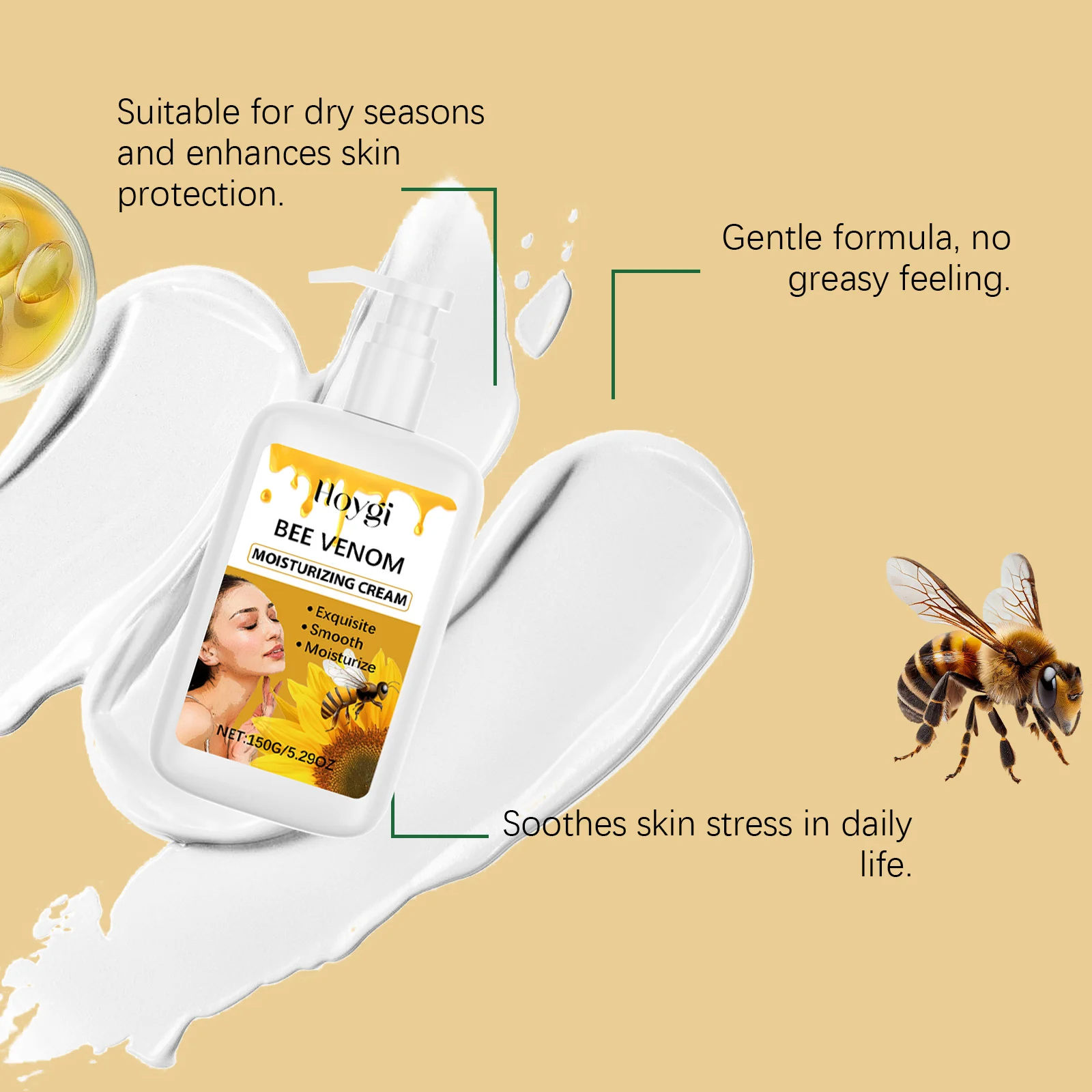 Hoygi Bee Venom Moisturizing Body Cream for Deep Hydration Soft Skin 9 bee venom moisturizing body cream cih 9wzcngfr desc 9