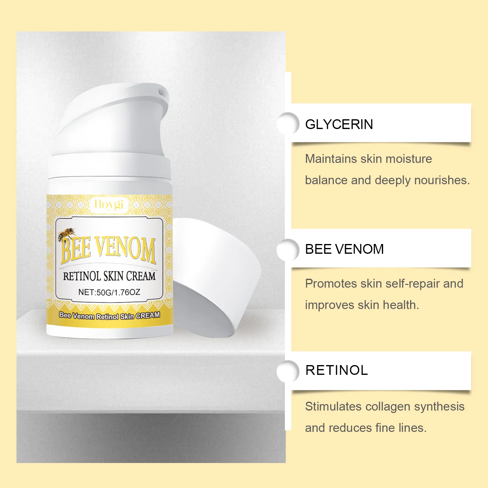 Bee Venom Retinol Skin Cream 50g for Deep Hydration, Anti-Aging & Firming 7 bee venom retinol skin cream 50g cih xku3wesj desc 7