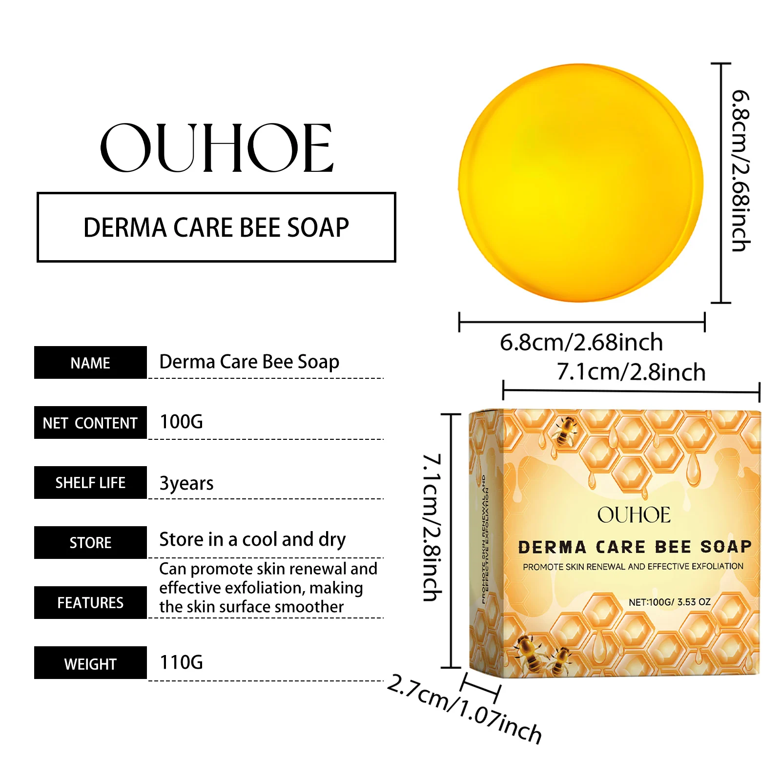 Bee Venom Skin Care Soap Deep Cleansing Moisturizing Body Bar for Skin Repair 100g 1 bee venom skin care soap deep cleansing moisturizing body bar 100g cih aebz74p8 desc 1