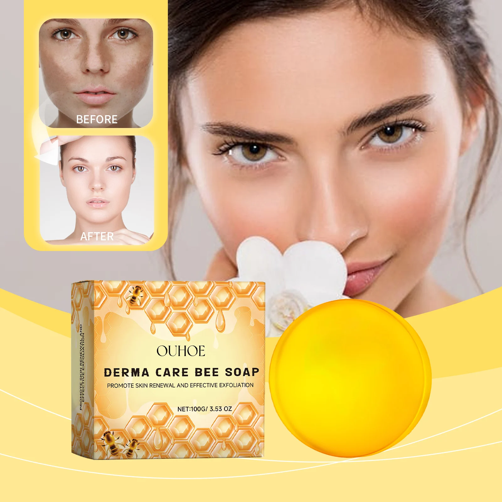Bee Venom Skin Care Soap Deep Cleansing Moisturizing Body Bar for Skin Repair 100g 2 bee venom skin care soap deep cleansing moisturizing body bar 100g cih aebz74p8 desc 2
