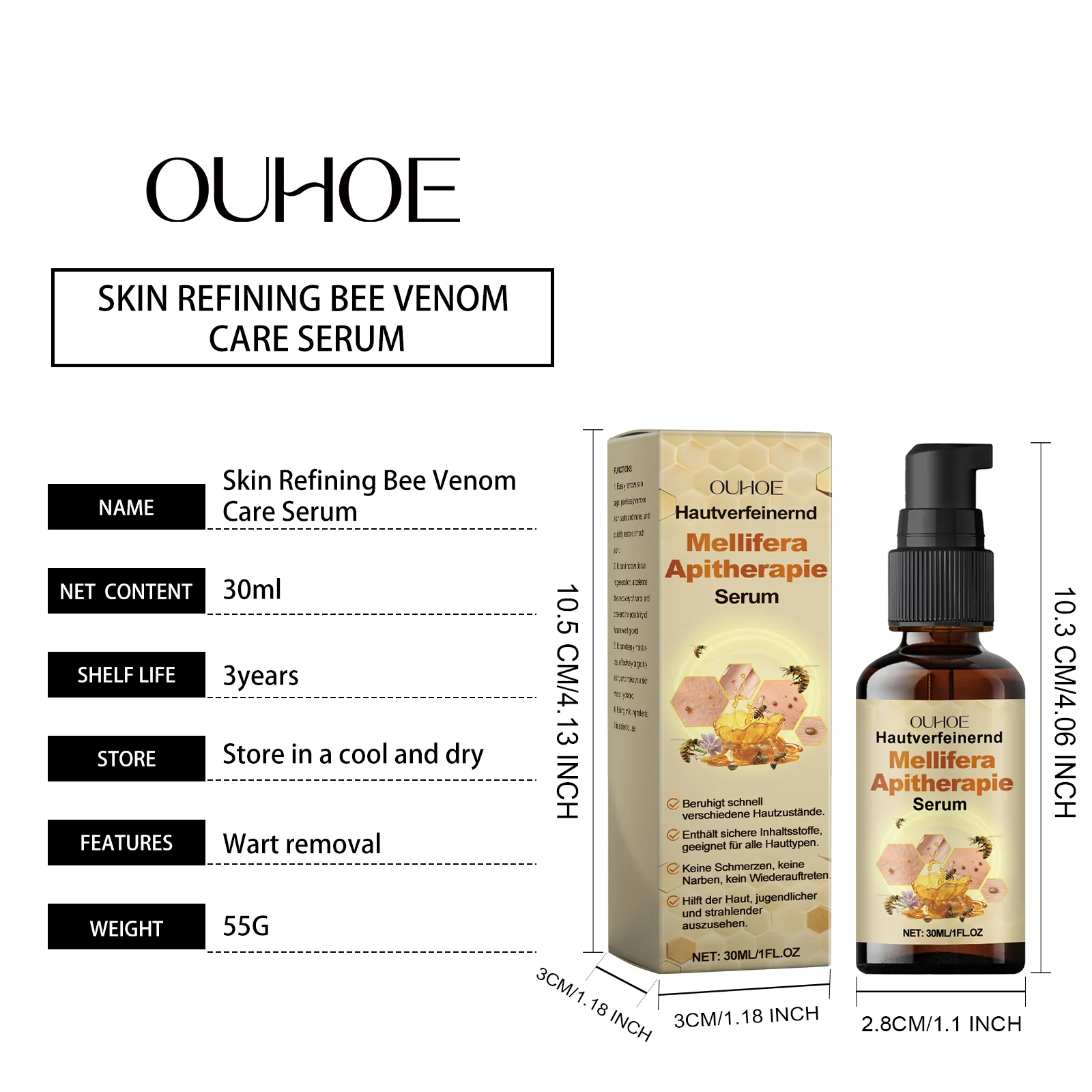 Bee Venom Skin Serum for Wart & Mole Removal, 30ml, Nourishing with Tallow & Glycerin 1 bee venom skin serum wart mole removal 30ml cih bbf2dwje desc 1