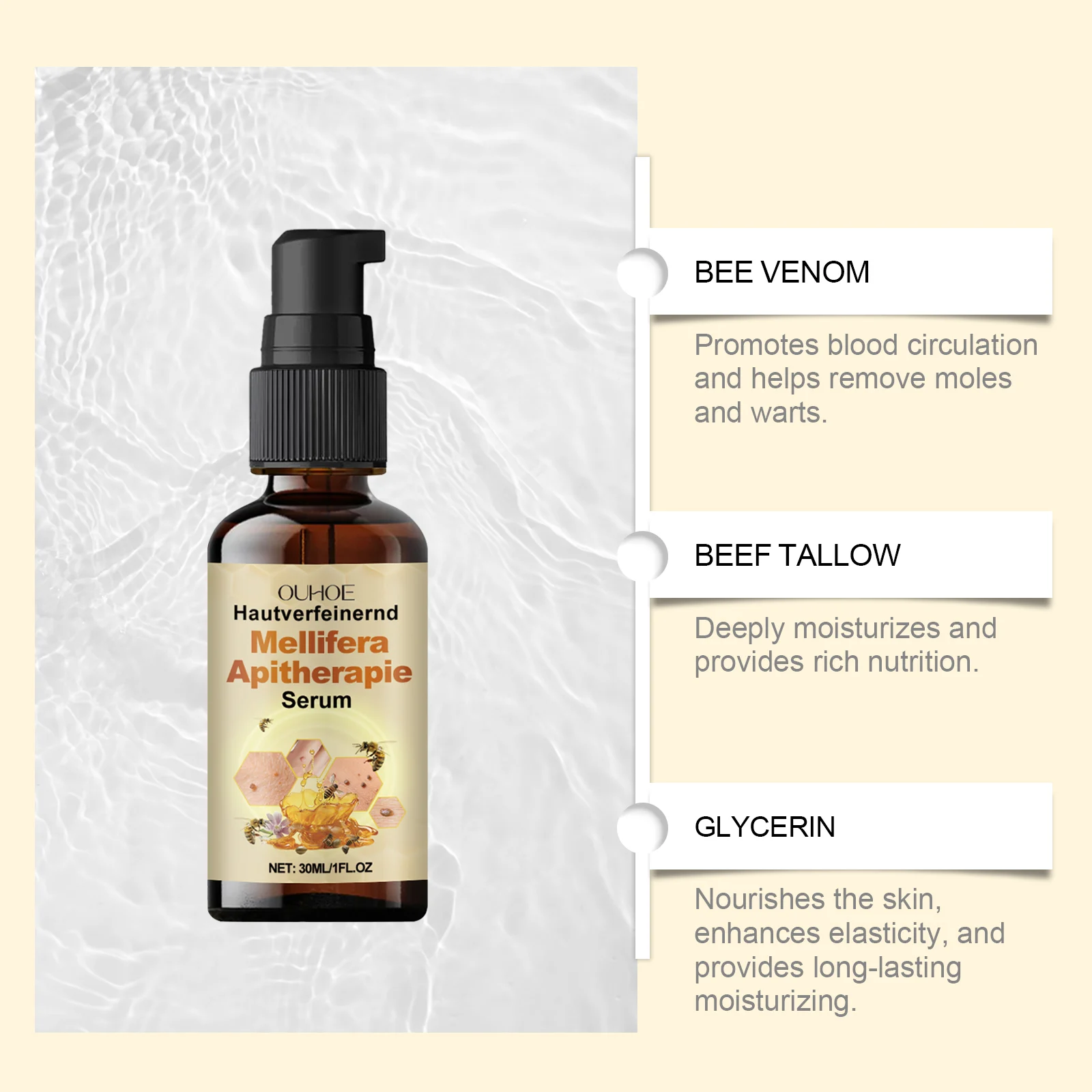 Bee Venom Skin Serum for Wart & Mole Removal, 30ml, Nourishing with Tallow & Glycerin 5 bee venom skin serum wart mole removal 30ml cih bbf2dwje desc 5