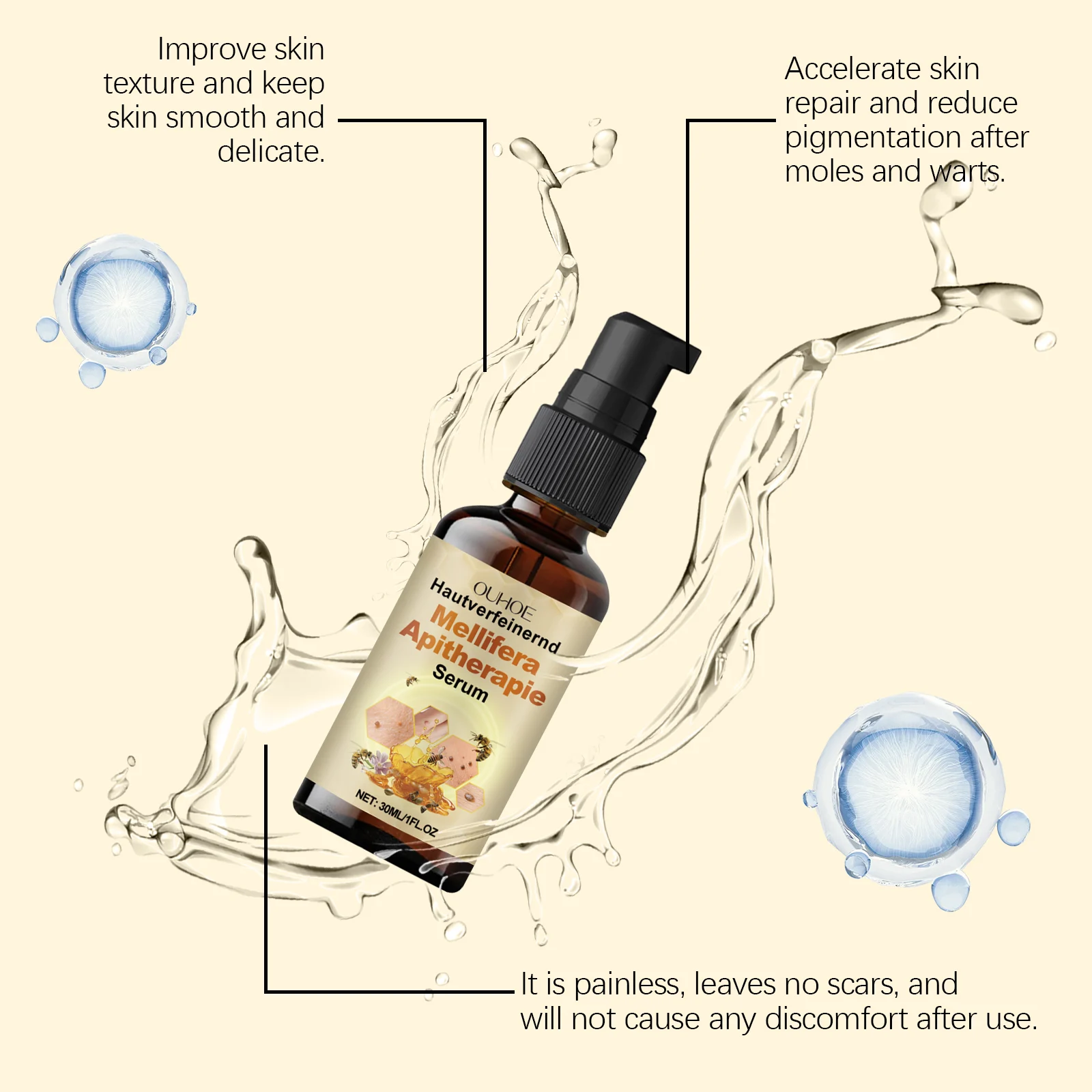 Bee Venom Skin Serum for Wart & Mole Removal, 30ml, Nourishing with Tallow & Glycerin 6 bee venom skin serum wart mole removal 30ml cih bbf2dwje desc 6