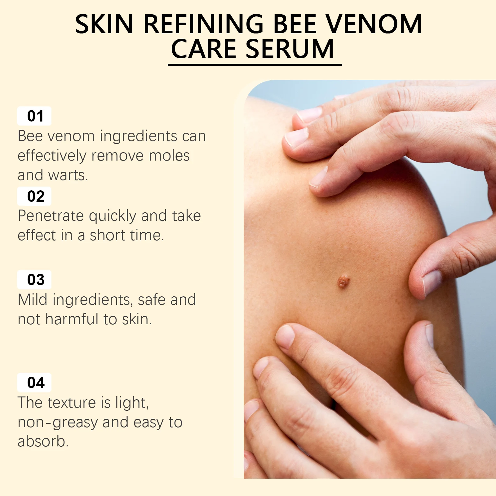 Bee Venom Skin Serum for Wart & Mole Removal, 30ml, Nourishing with Tallow & Glycerin 8 bee venom skin serum wart mole removal 30ml cih bbf2dwje desc 8