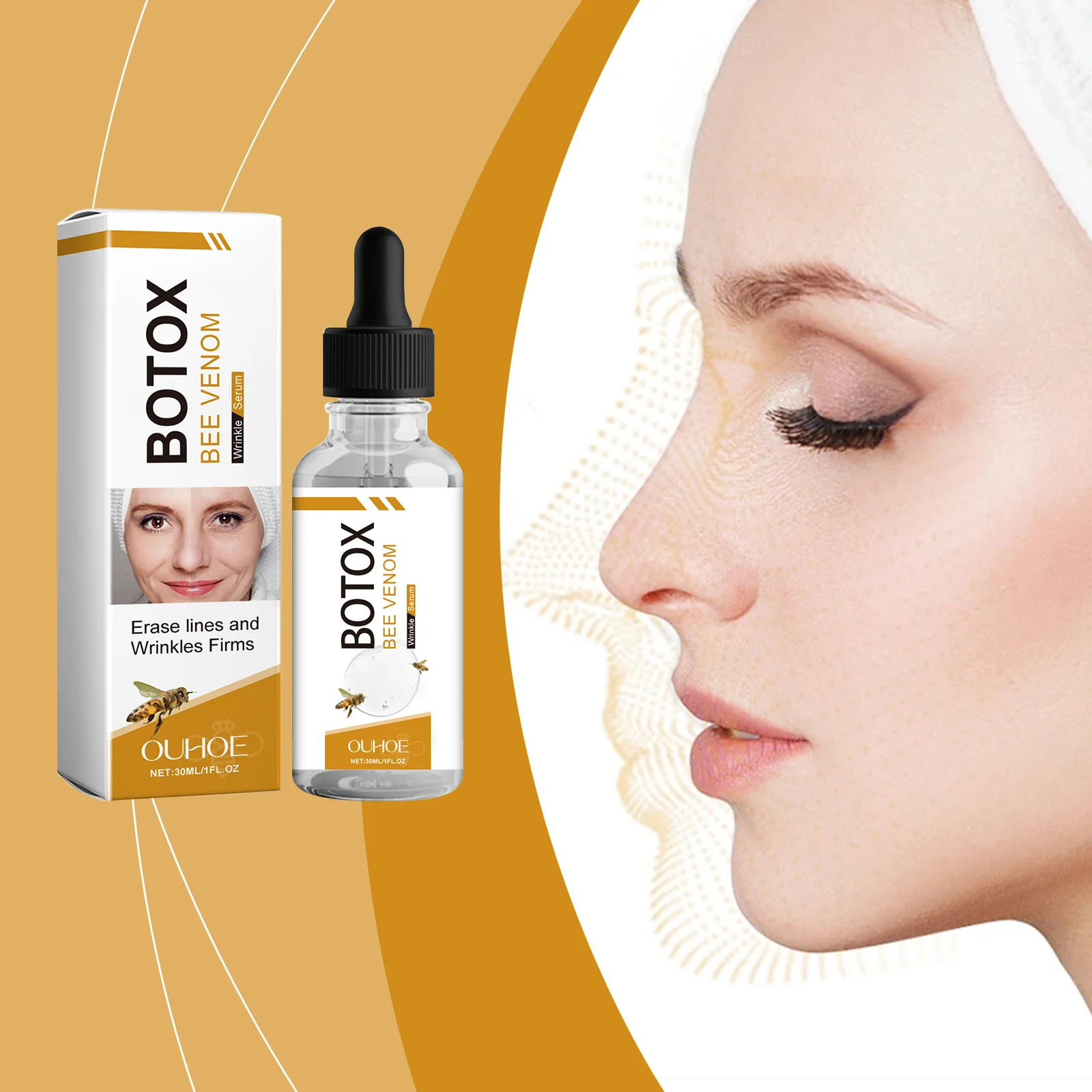 Bee Venom Wrinkle Serum 30ml Anti-Aging Facial Treatment with Hyaluronic Acid & Peptides for Firming and Deep Moisturizing 2 bee venom wrinkle serum 30ml cih c8yegppf desc 2