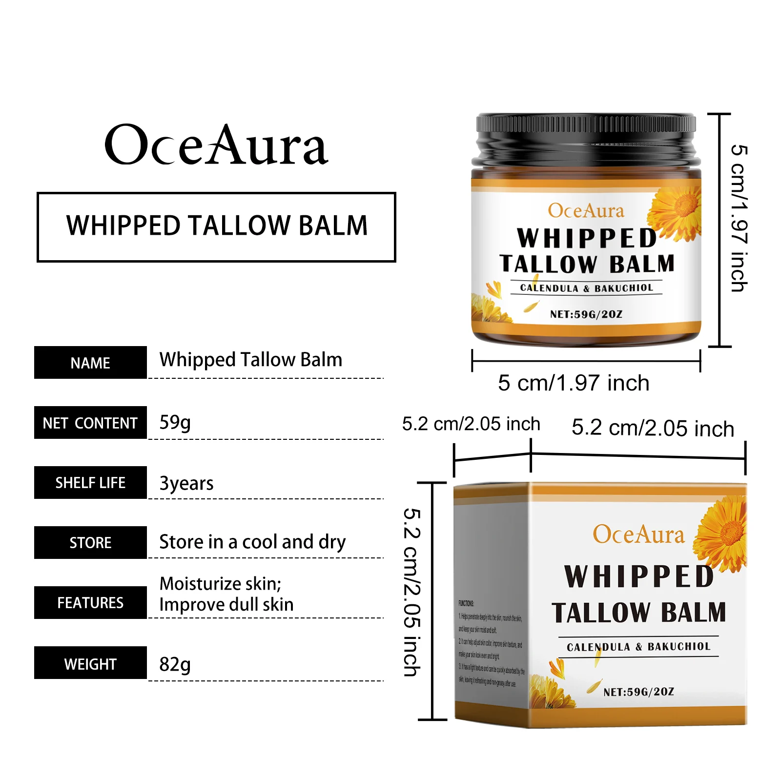 Beef Tallow Moisturizing Balm Deep Nourishment & Long-Lasting Hydration for All Skin Types 59g 1 beef tallow moisturizing balm 59g cih jdju24wu desc 1