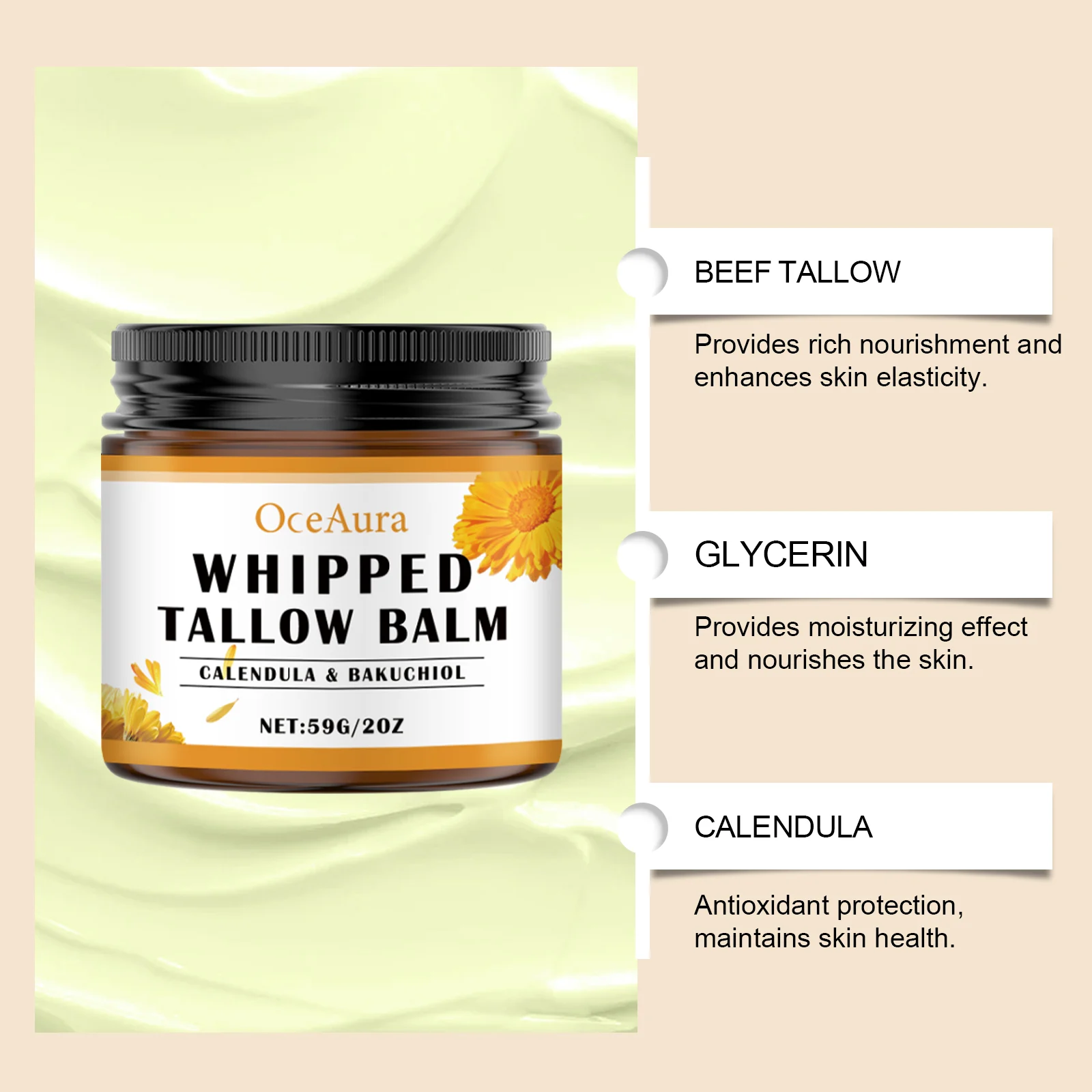 Beef Tallow Moisturizing Balm Deep Nourishment & Long-Lasting Hydration for All Skin Types 59g 6 beef tallow moisturizing balm 59g cih jdju24wu desc 6