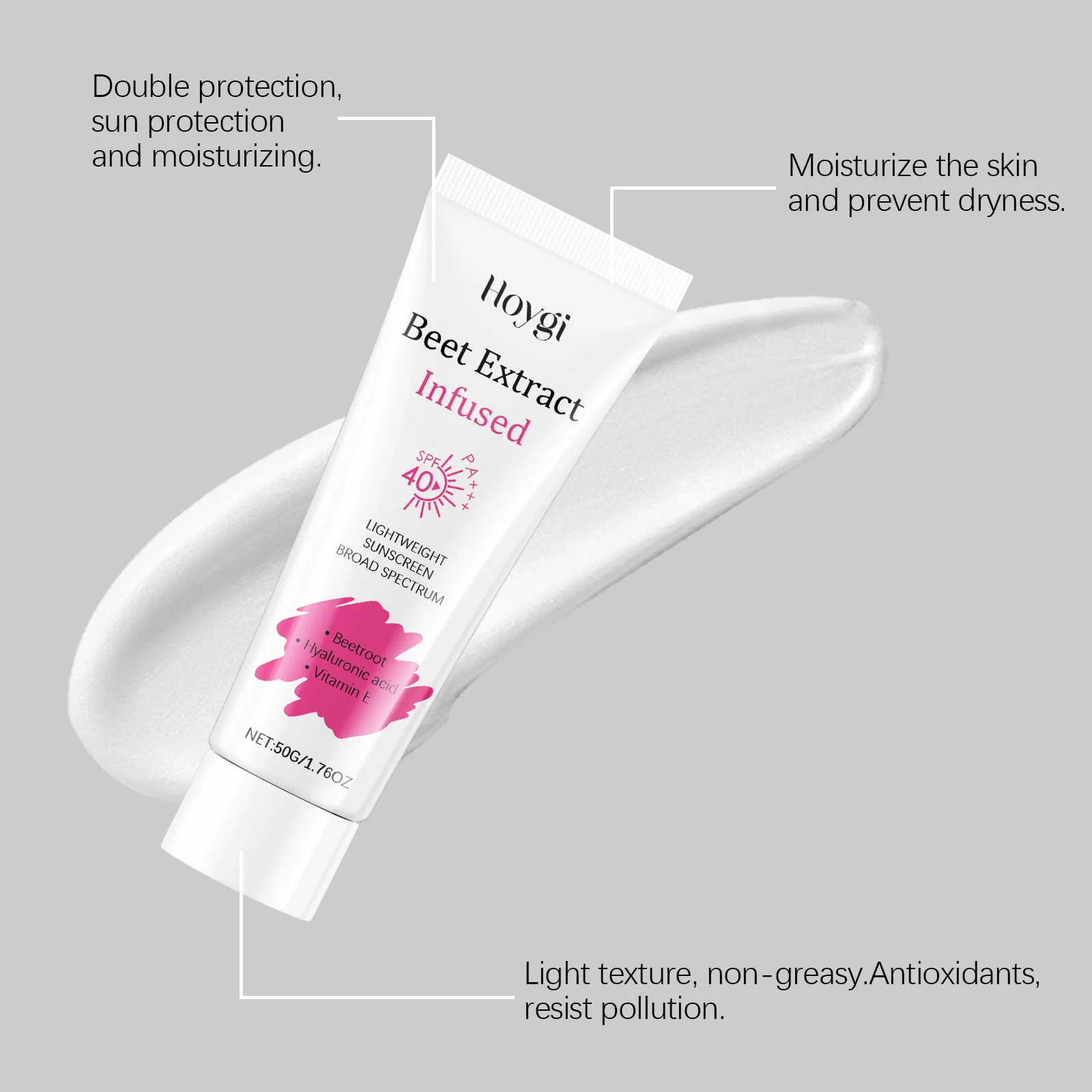 Beetroot Moisturizing Sunscreen SPF 40 Hydrating Lightweight Face and Body Cream 50g 6 beetroot moisturizing sunscreen spf40 hydrating lightweight cream 50g cih 2mv5jm7k desc 6