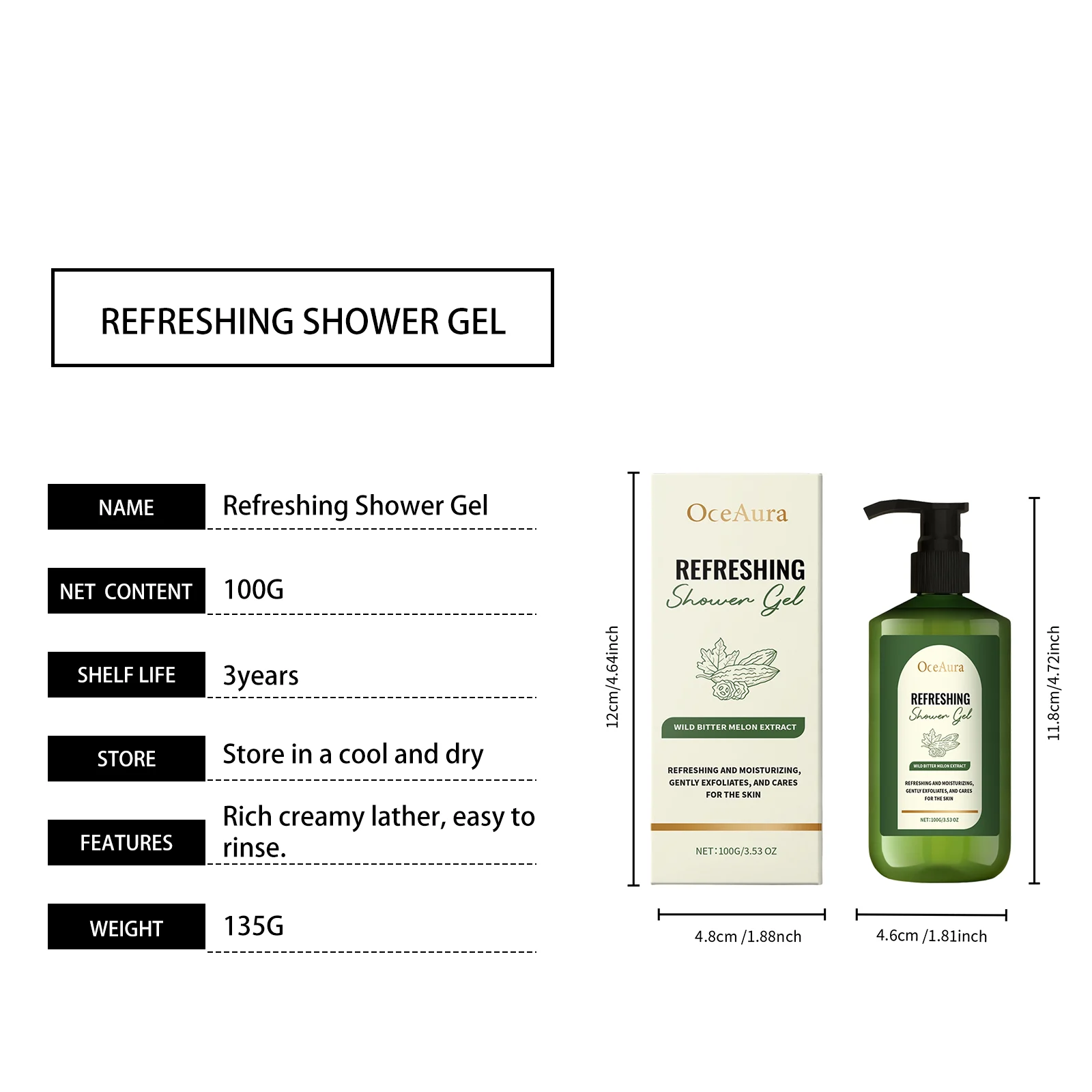 Bitter Melon Refreshing Shower Gel 100g for Gentle Daily Cleansing and Hydration 1 bitter melon refreshing shower gel 100g der dzsr5sgc desc 1