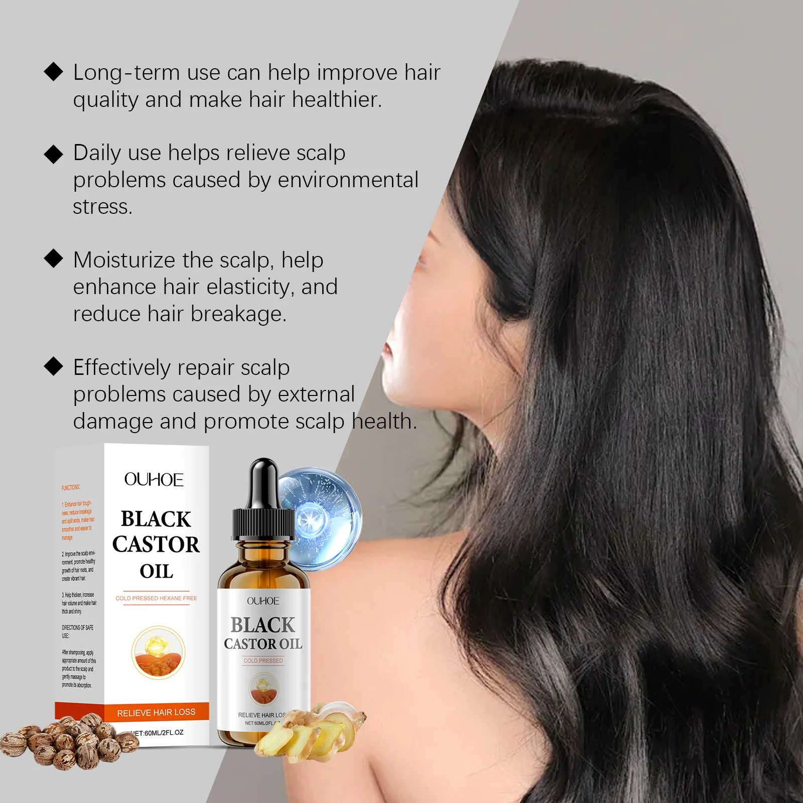 Black Castor Oil Hair Treatment Serum 60ml Nourish Scalp Strengthen Roots Reduce Hair Loss 8 black castor oil hair treatment serum 60ml der b7rcp6mt desc 8