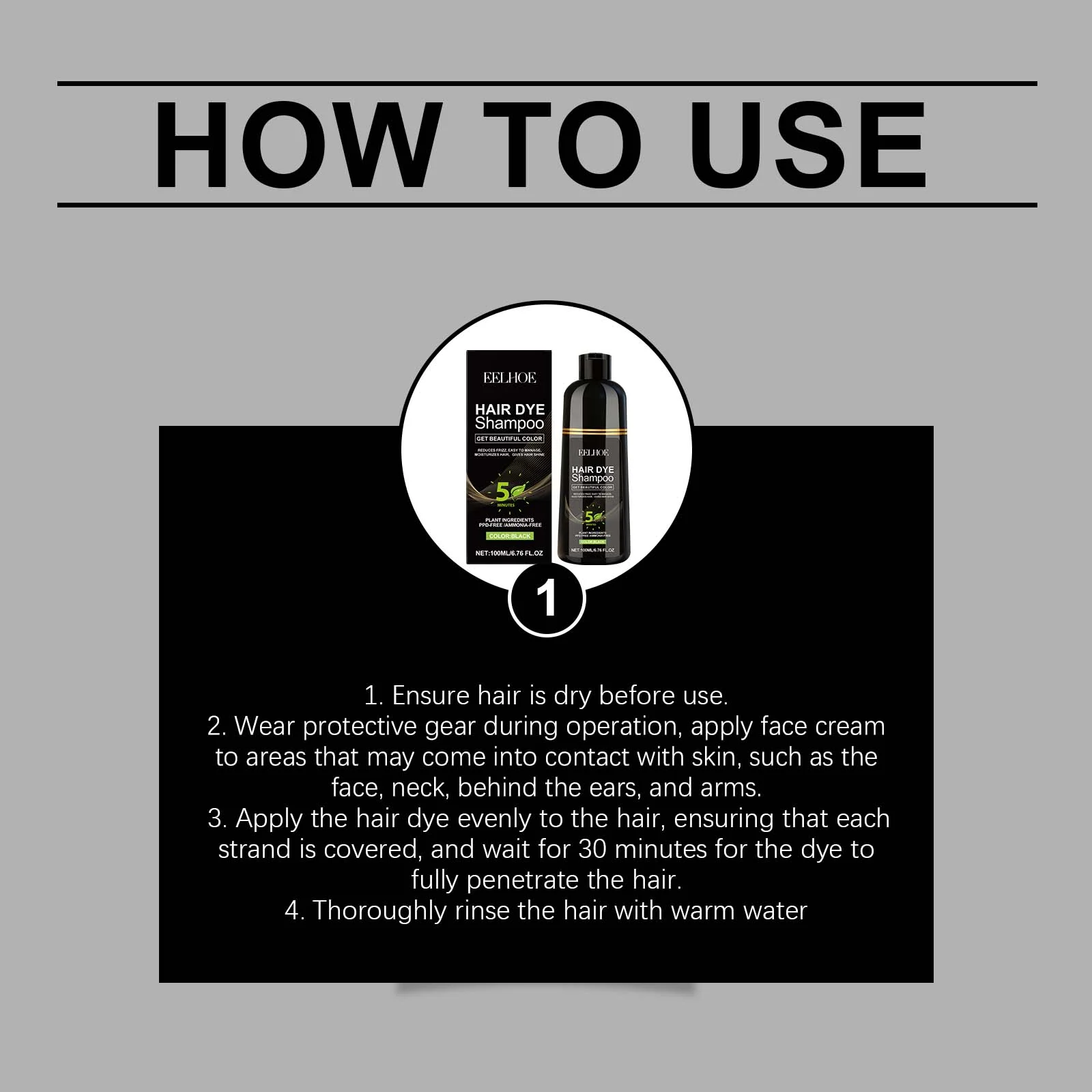 Black Hair Dye Shampoo 100ml for Gray Hair Coverage with Nourishing Formula 4 black hair dye shampoo 100ml der rjcb3xux desc 4