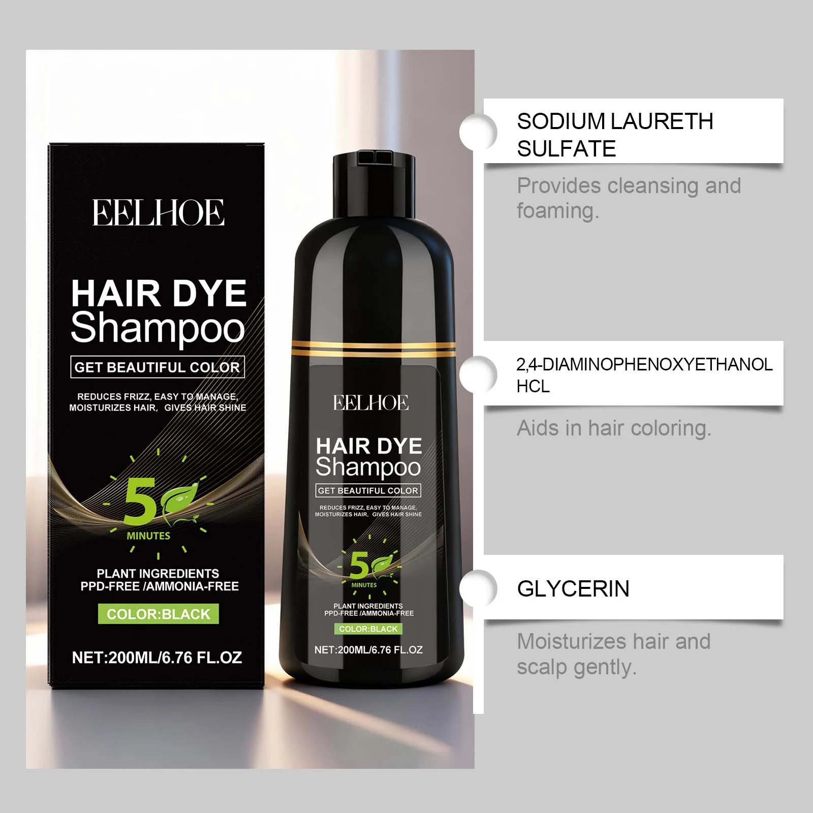 Black Hair Dye Shampoo 100ml for Gray Hair Coverage with Nourishing Formula 7 black hair dye shampoo 100ml der rjcb3xux desc 7
