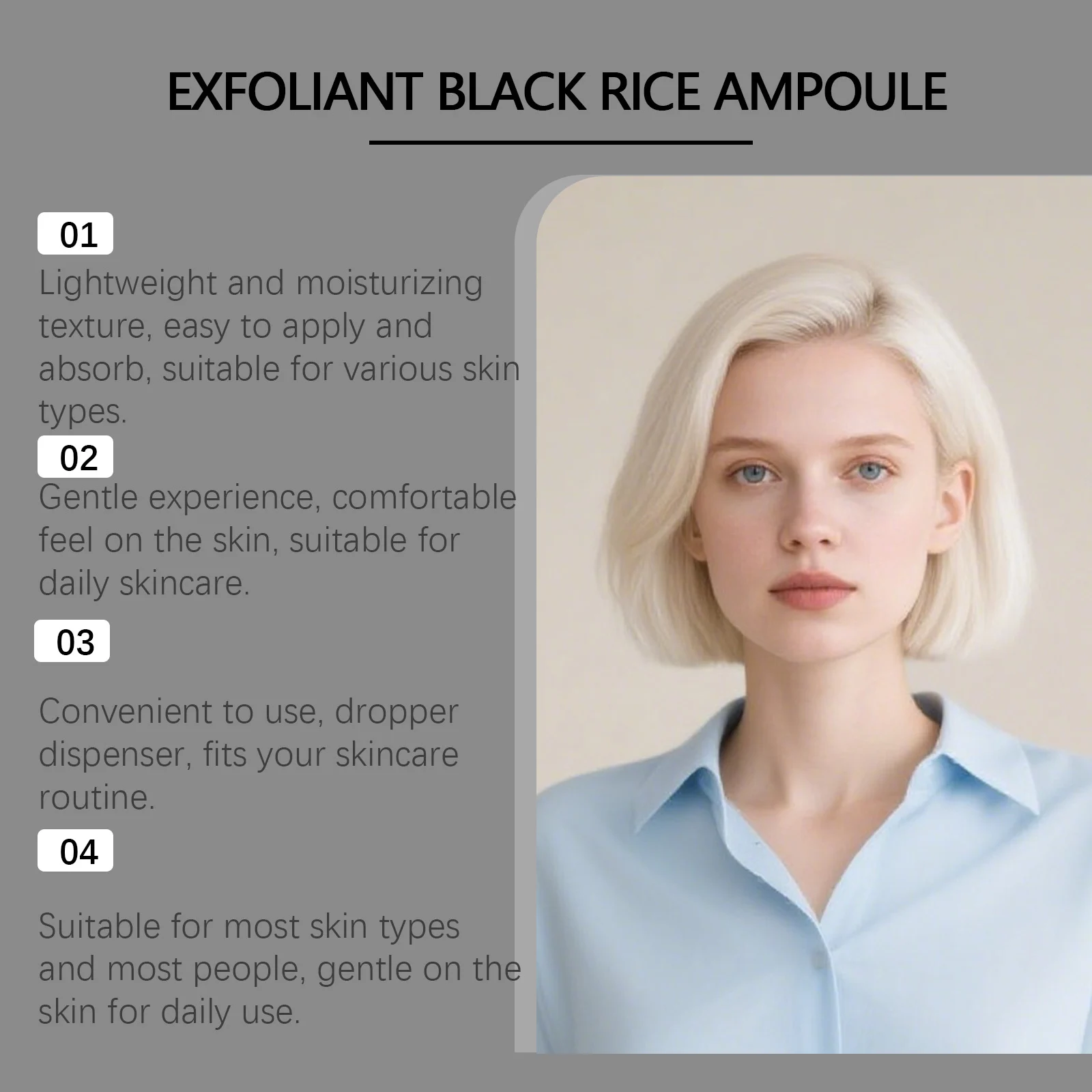 Viareline Black Rice Exfoliant Ampoule Gentle Daily Face Serum with Glycerin 10 black rice exfoliant serum der unnmupvk desc 10