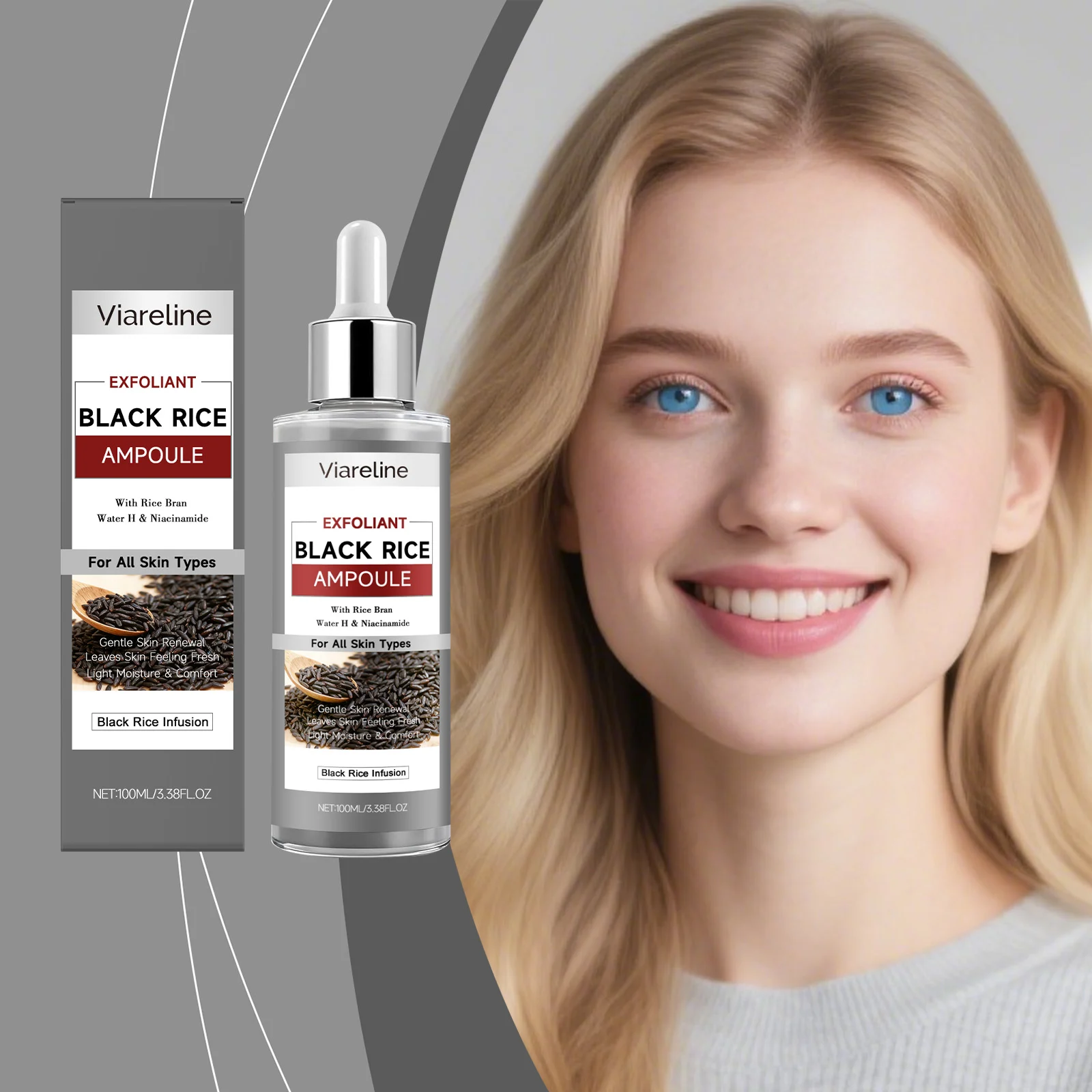 Viareline Black Rice Exfoliant Ampoule Gentle Daily Face Serum with Glycerin 2 black rice exfoliant serum der unnmupvk desc 2