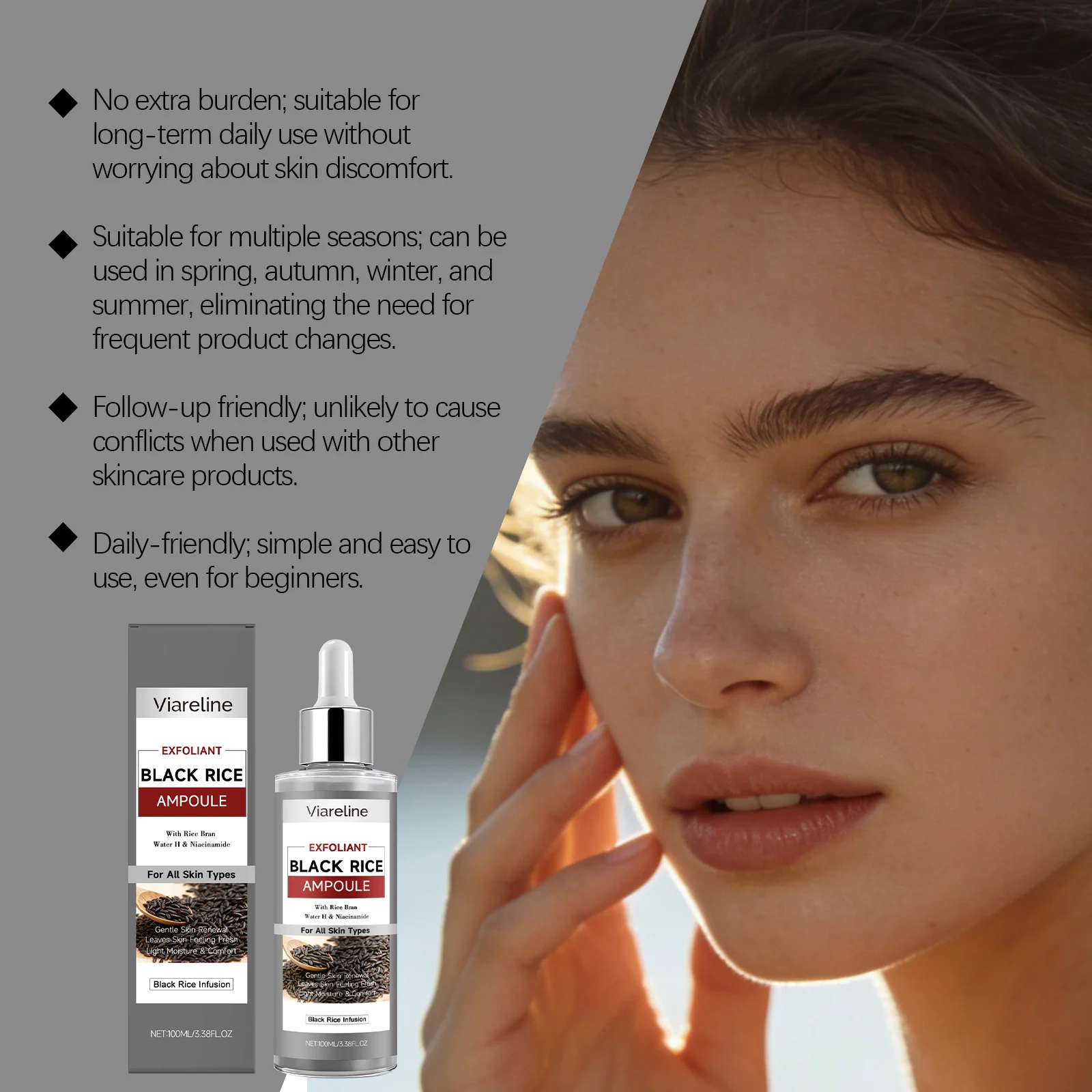 Viareline Black Rice Exfoliant Ampoule Gentle Daily Face Serum with Glycerin 6 black rice exfoliant serum der unnmupvk desc 6