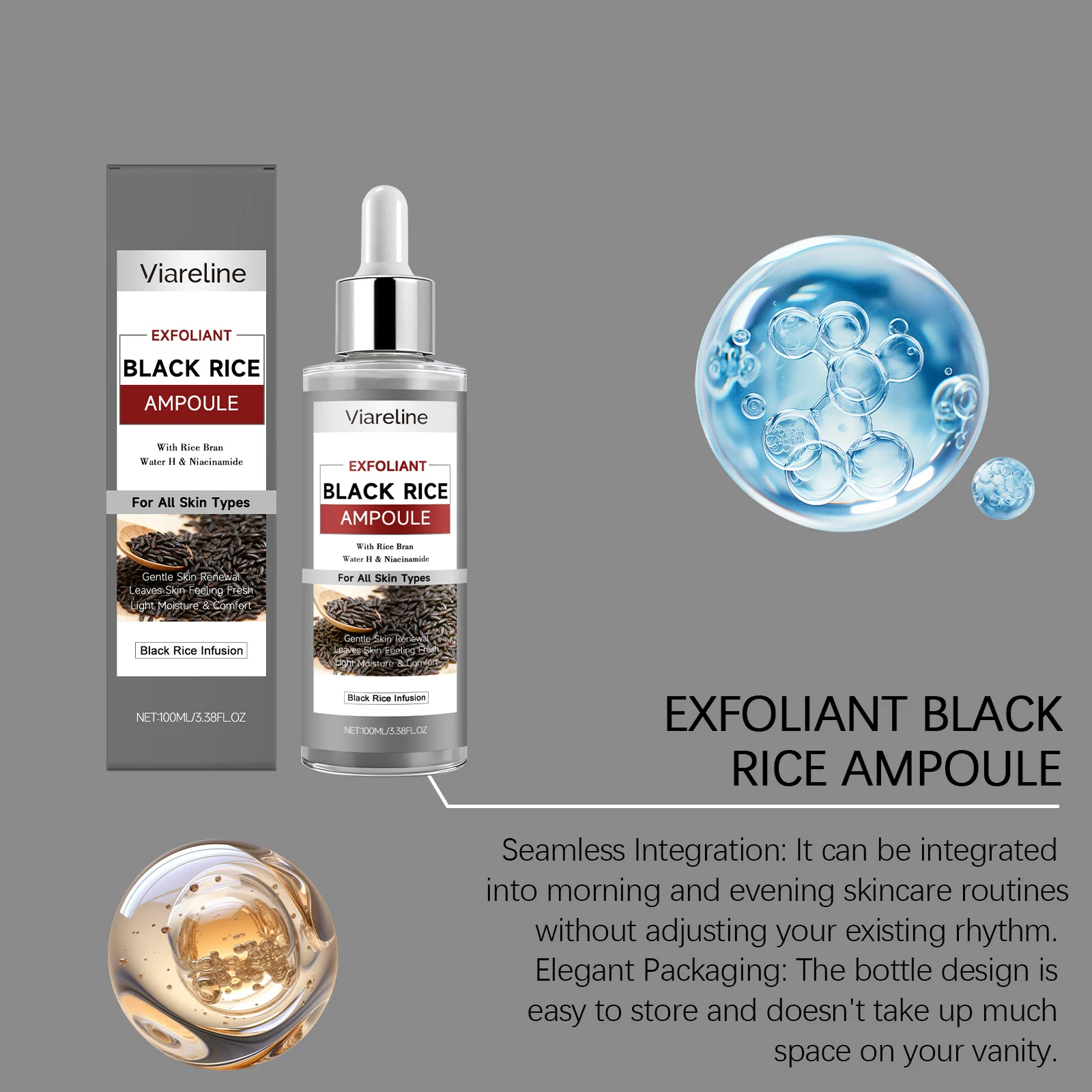 Viareline Black Rice Exfoliant Ampoule Gentle Daily Face Serum with Glycerin 7 black rice exfoliant serum der unnmupvk desc 7