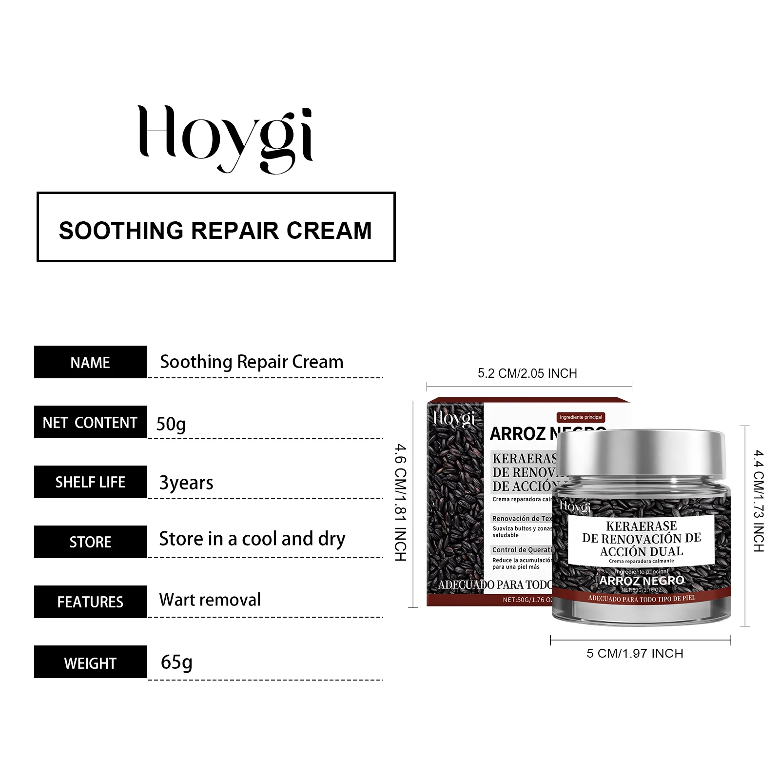 Hoygi Black Rice Soothing Repair Cream for Wart & Mole Removal, Gentle & Effective Formula 1 black rice soothing repair cream der z8s5y8u2 desc 1