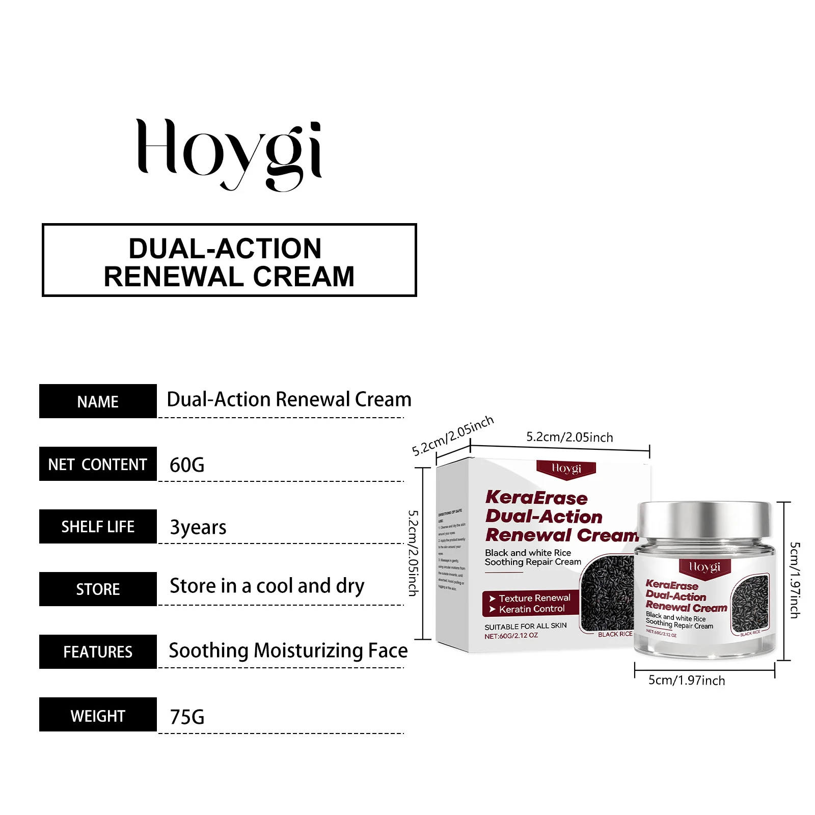 Hoygi Black and White Rice Renewal Cream - Dual Action Skin Tag Remover & Soothing Moisturizer 1 black white rice renewal cream der 75b999x2 desc 1