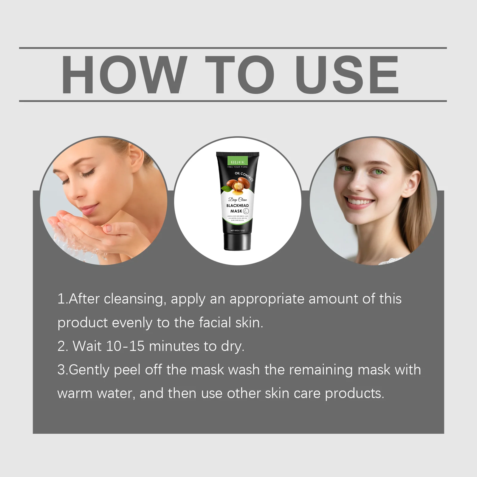 Blackhead Peel Off Mask for Face and Nose Pores 60g Deep Cleansing Mineral Mud with Shea Butter 4 blackhead peel off mask for face and nose pores 60g der f9d3up4m desc 4