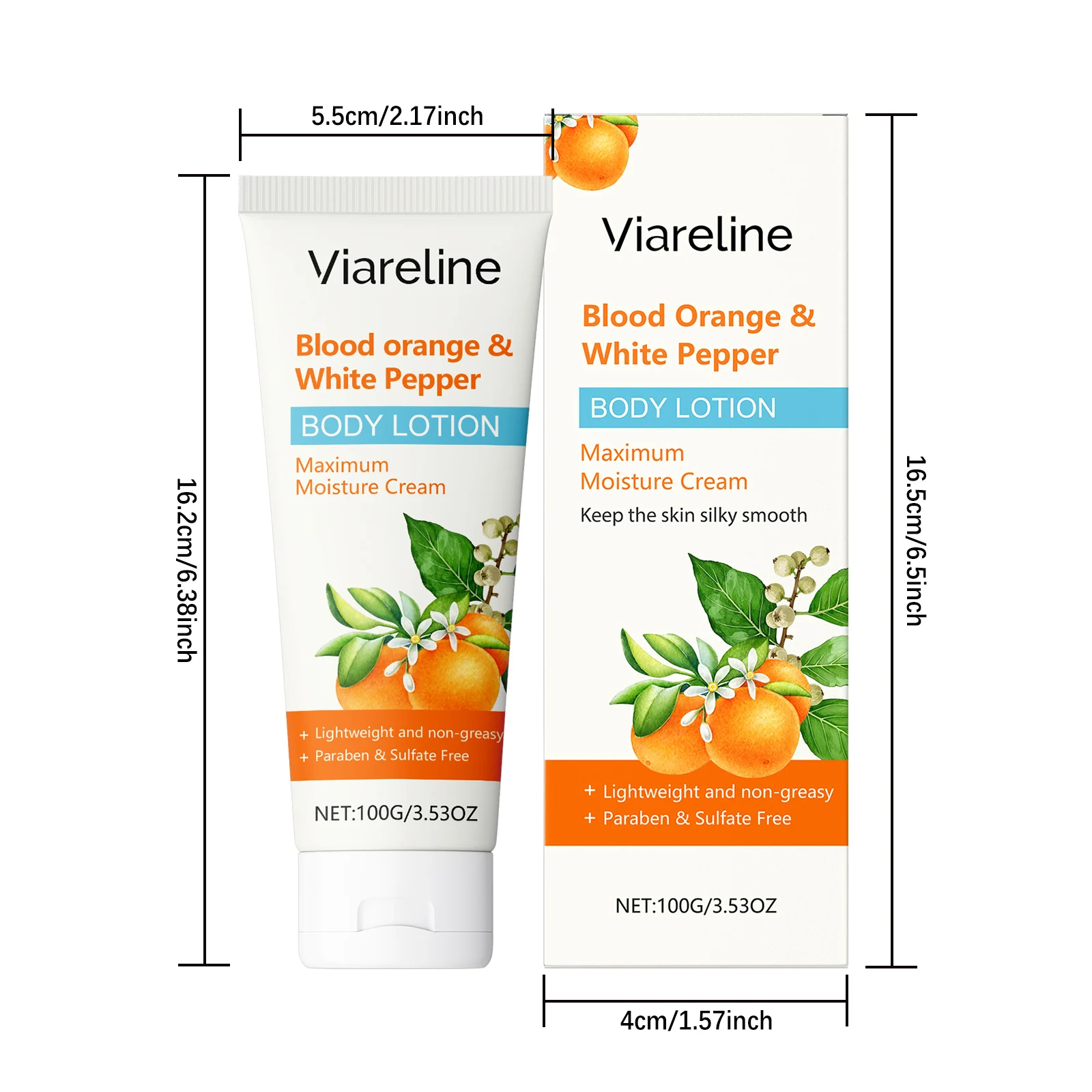 Viareline Blood Orange & White Pepper Body Lotion - Maximum Moisture Cream - Lightweight & Non-Greasy 1 blood orange white pepper body lotion cih ftmy2qa2 desc 1