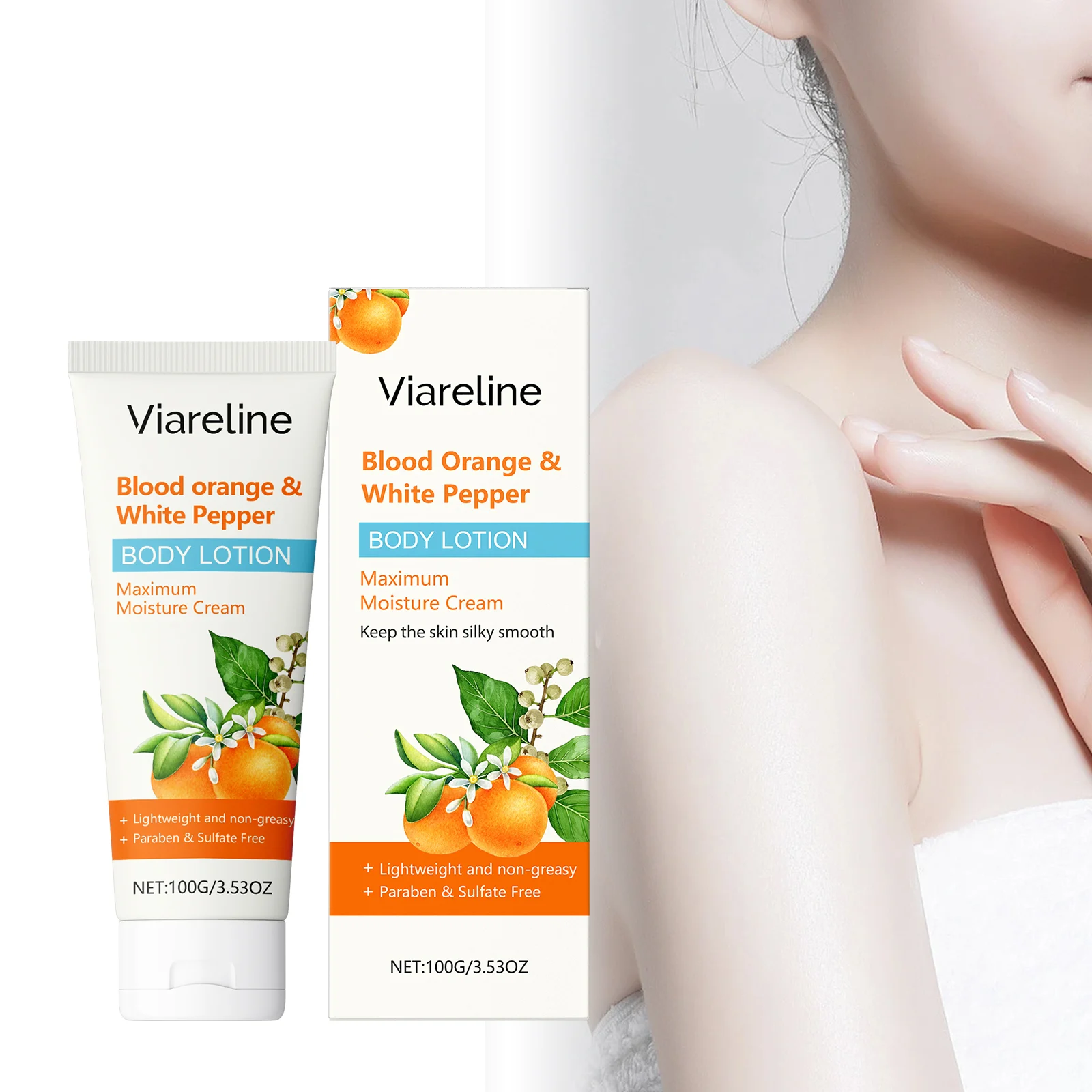Viareline Blood Orange & White Pepper Body Lotion - Maximum Moisture Cream - Lightweight & Non-Greasy 2 blood orange white pepper body lotion cih ftmy2qa2 desc 2