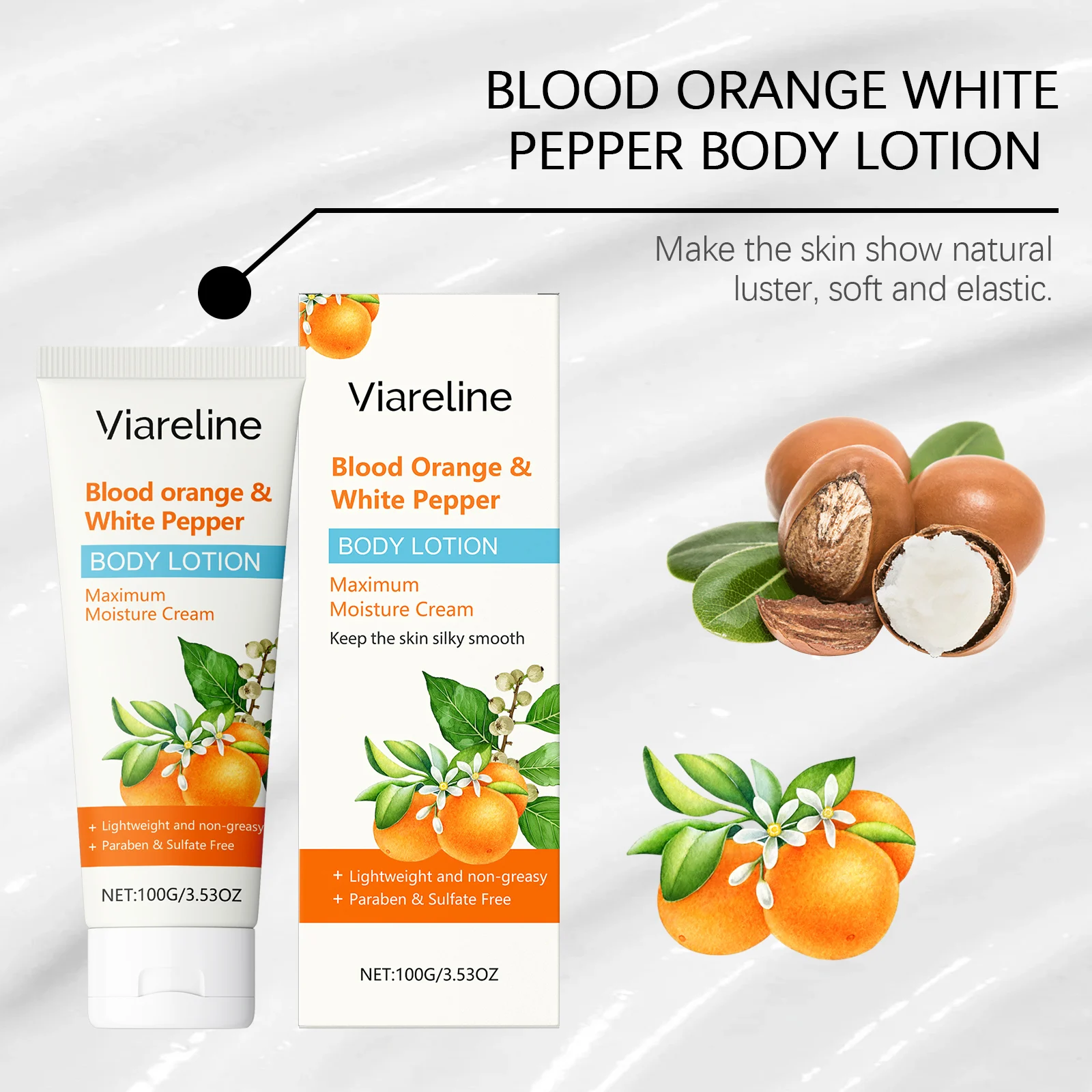Viareline Blood Orange & White Pepper Body Lotion - Maximum Moisture Cream - Lightweight & Non-Greasy 8 blood orange white pepper body lotion cih ftmy2qa2 desc 8