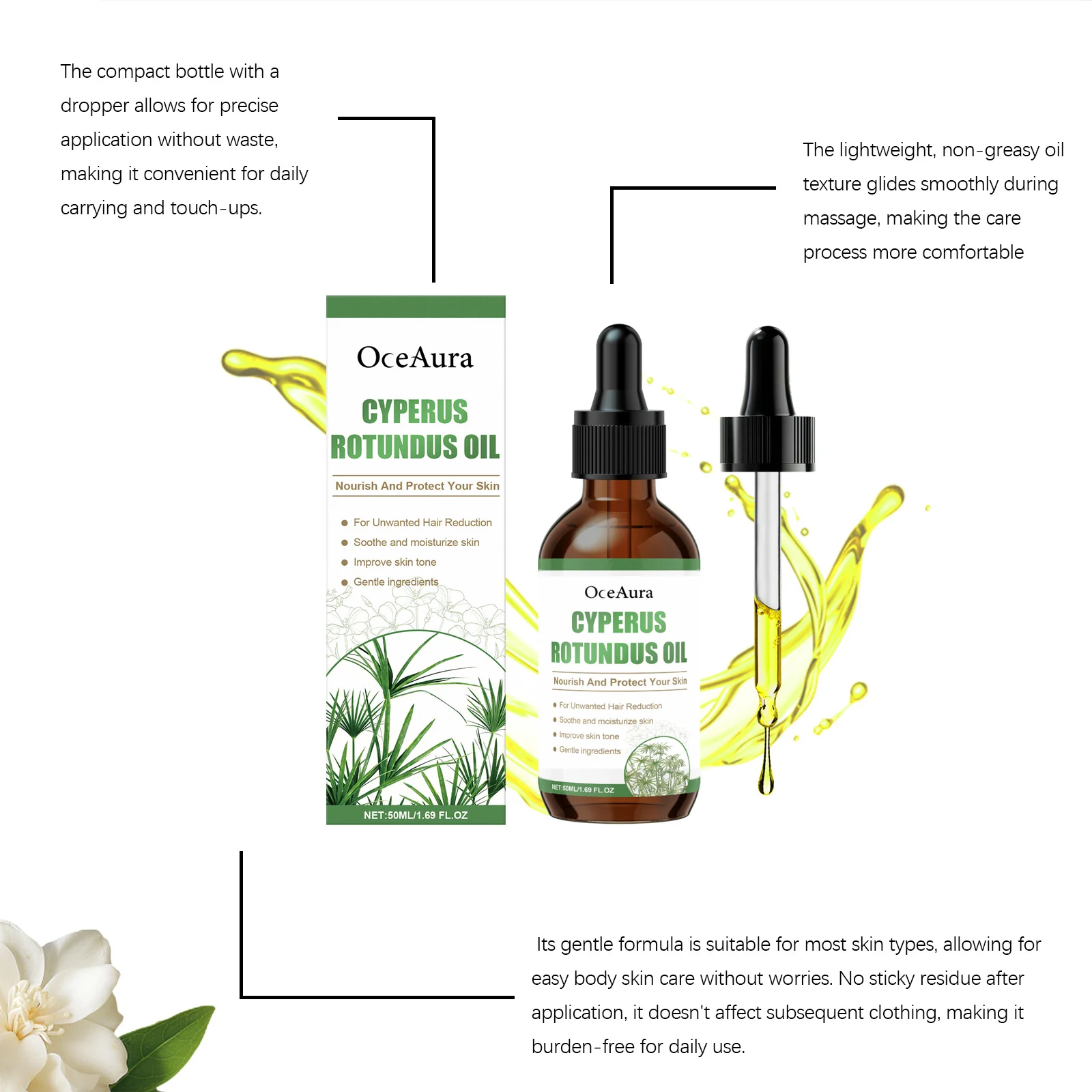 OceAura Body Care Oil - Nourishing, Moisturizing, Lightweight & Non-Sticky 6 body care oil der hw7em43w desc 6