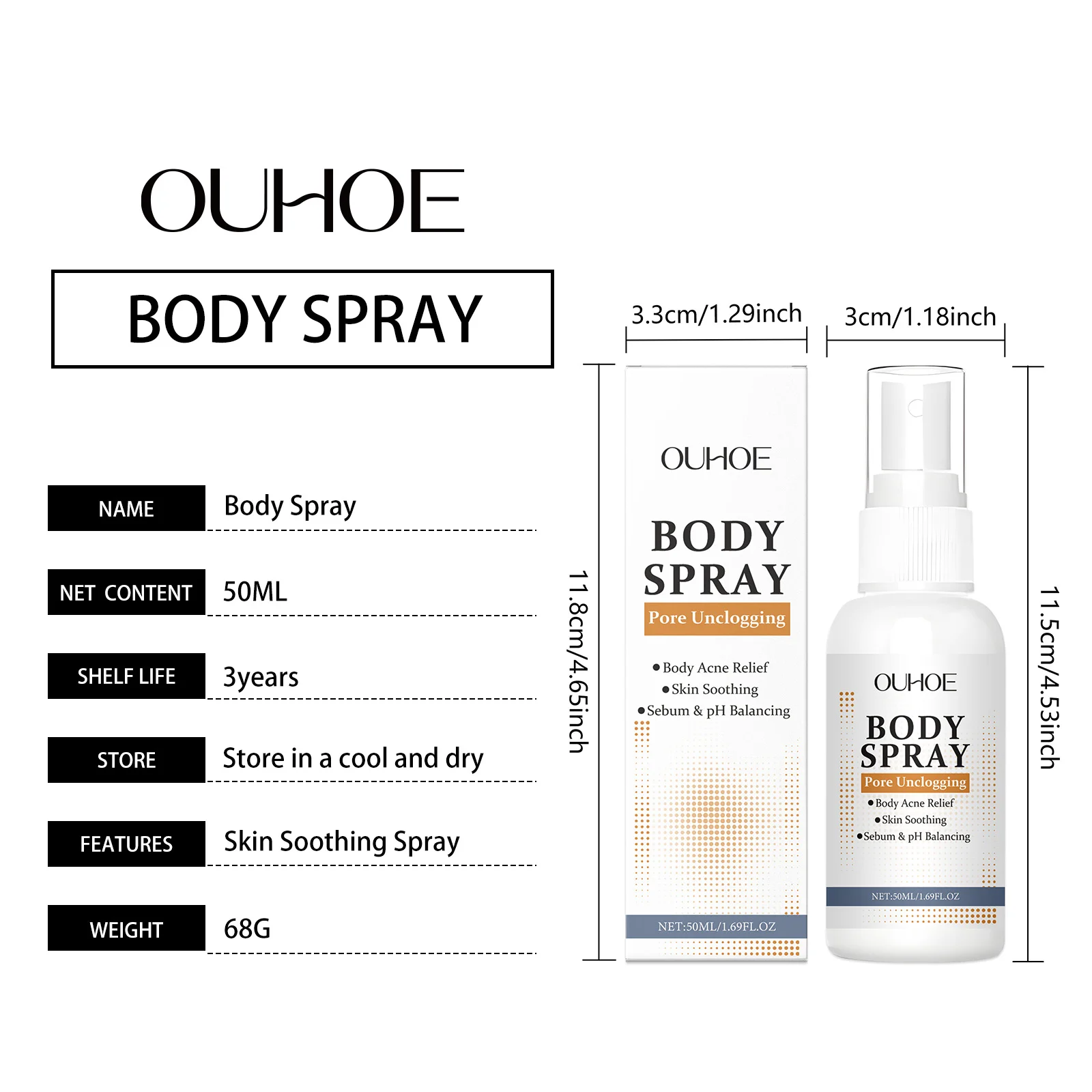 Body Care Spray for Acne Prone Skin, Pore Unclogging & Sebum Balancing Spray 50ml 1 body care spray acne prone skin pore unclogging sebum balancing 50ml der 6cx9qxrw desc 1