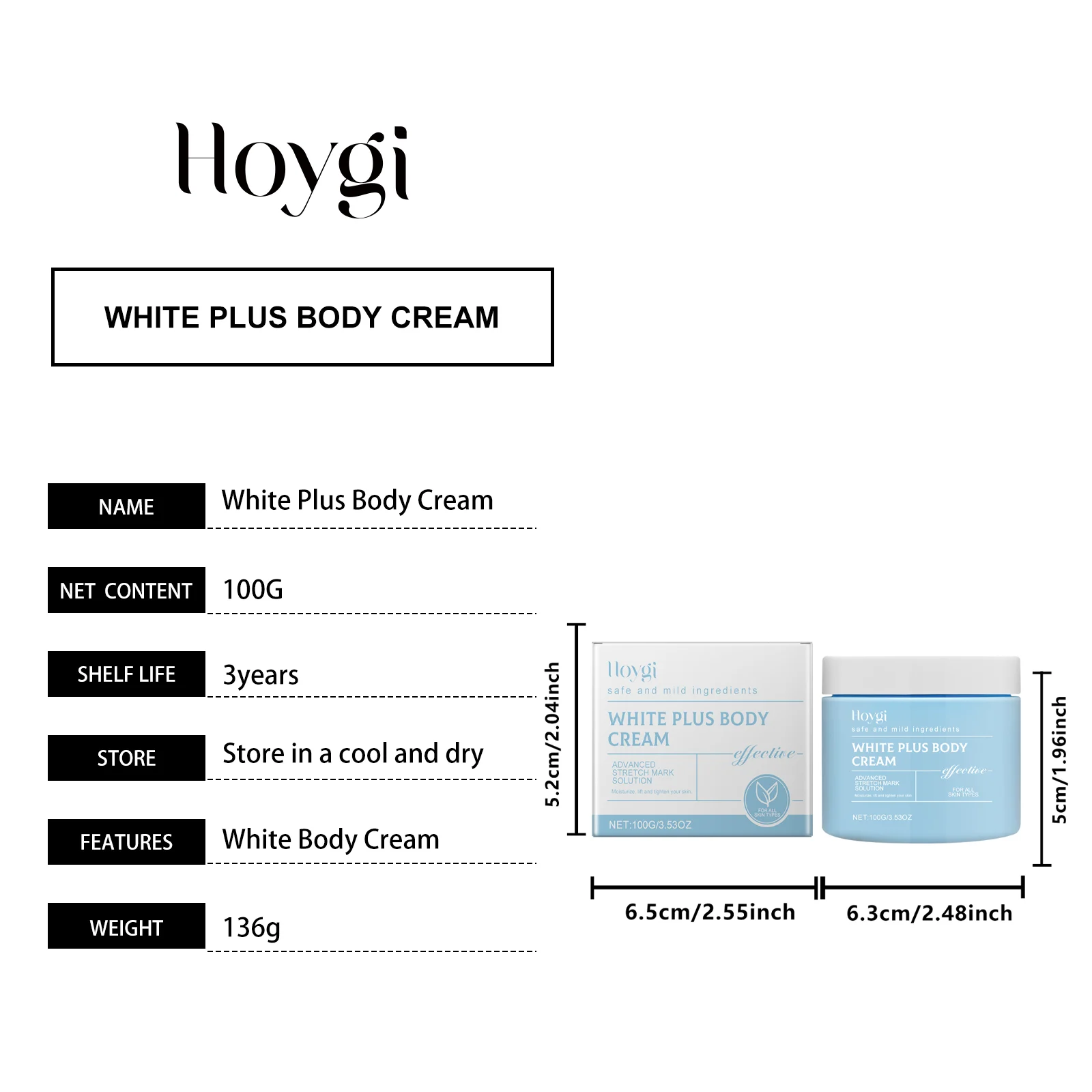 Hoygi White Plus Body Cream for Firming, Brightening & Deep Moisturizing 1 body firming cream cih rdph5zhh desc 1