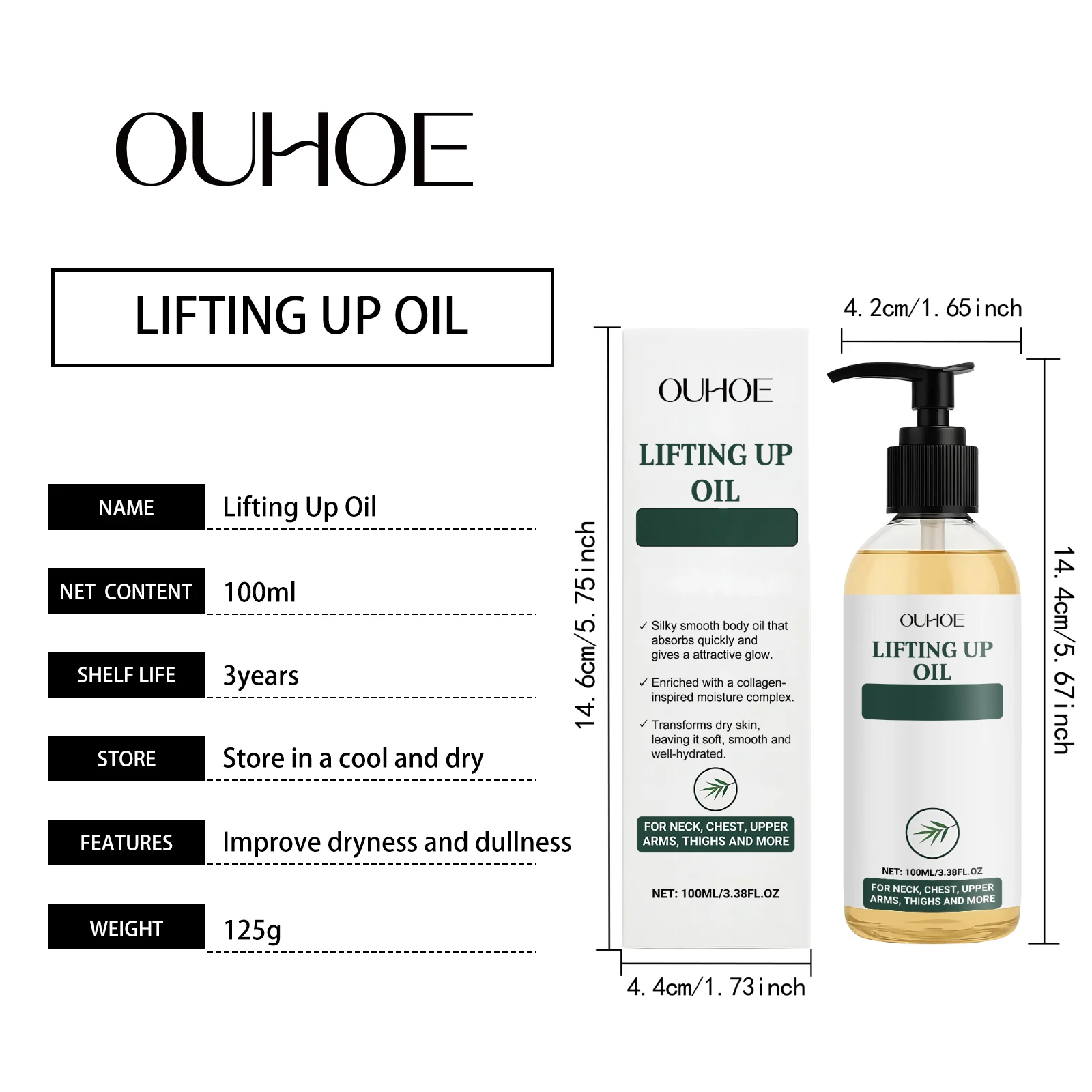 Body Firming Oil 100ml for Neck & Chest, Moisturizing & Non-Sticky with Hydrolyzed Collagen 1 body firming oil 100ml hydrating hydrolyzed collagen der 8dbrzrbb desc 1