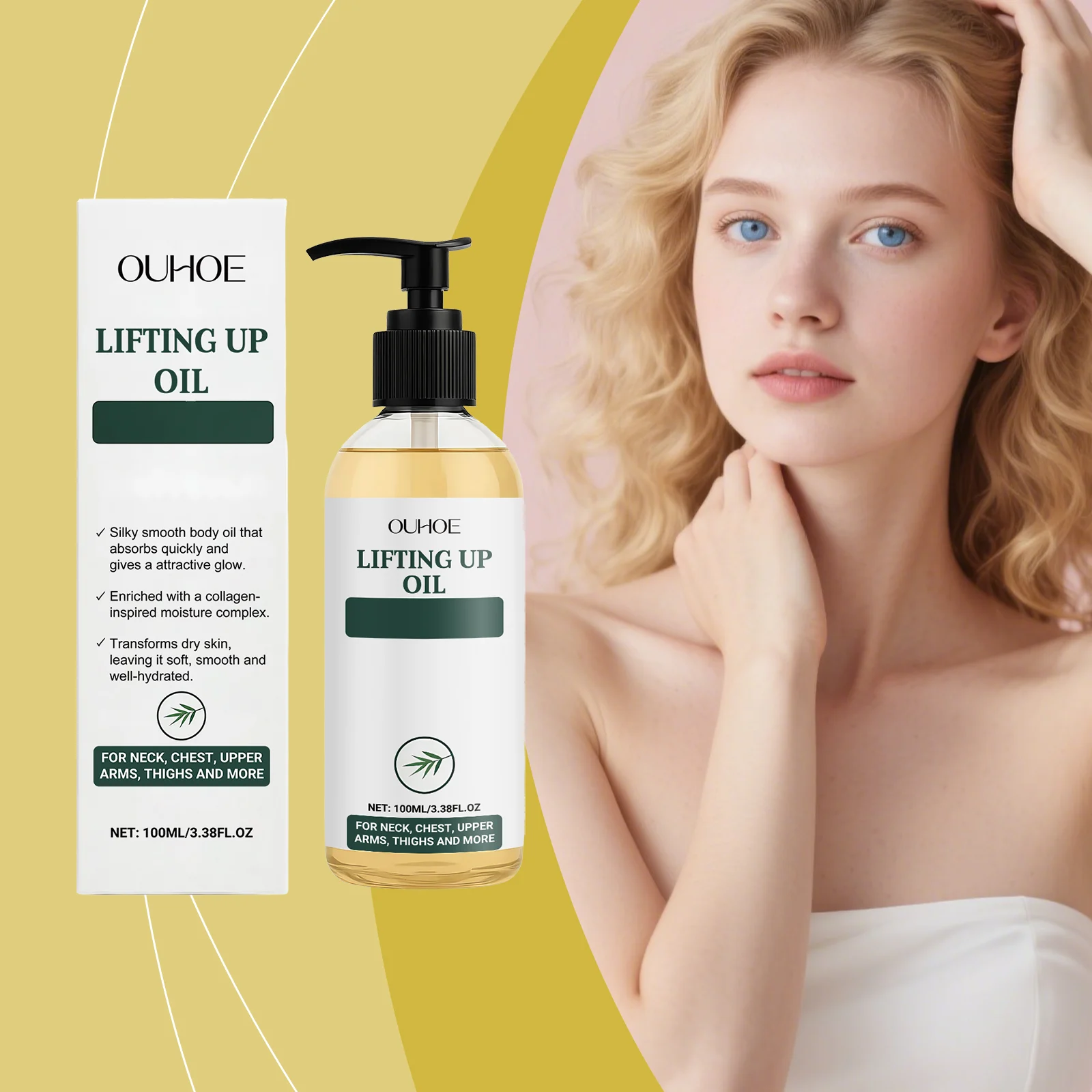Body Firming Oil 100ml for Neck & Chest, Moisturizing & Non-Sticky with Hydrolyzed Collagen 2 body firming oil 100ml hydrating hydrolyzed collagen der 8dbrzrbb desc 2