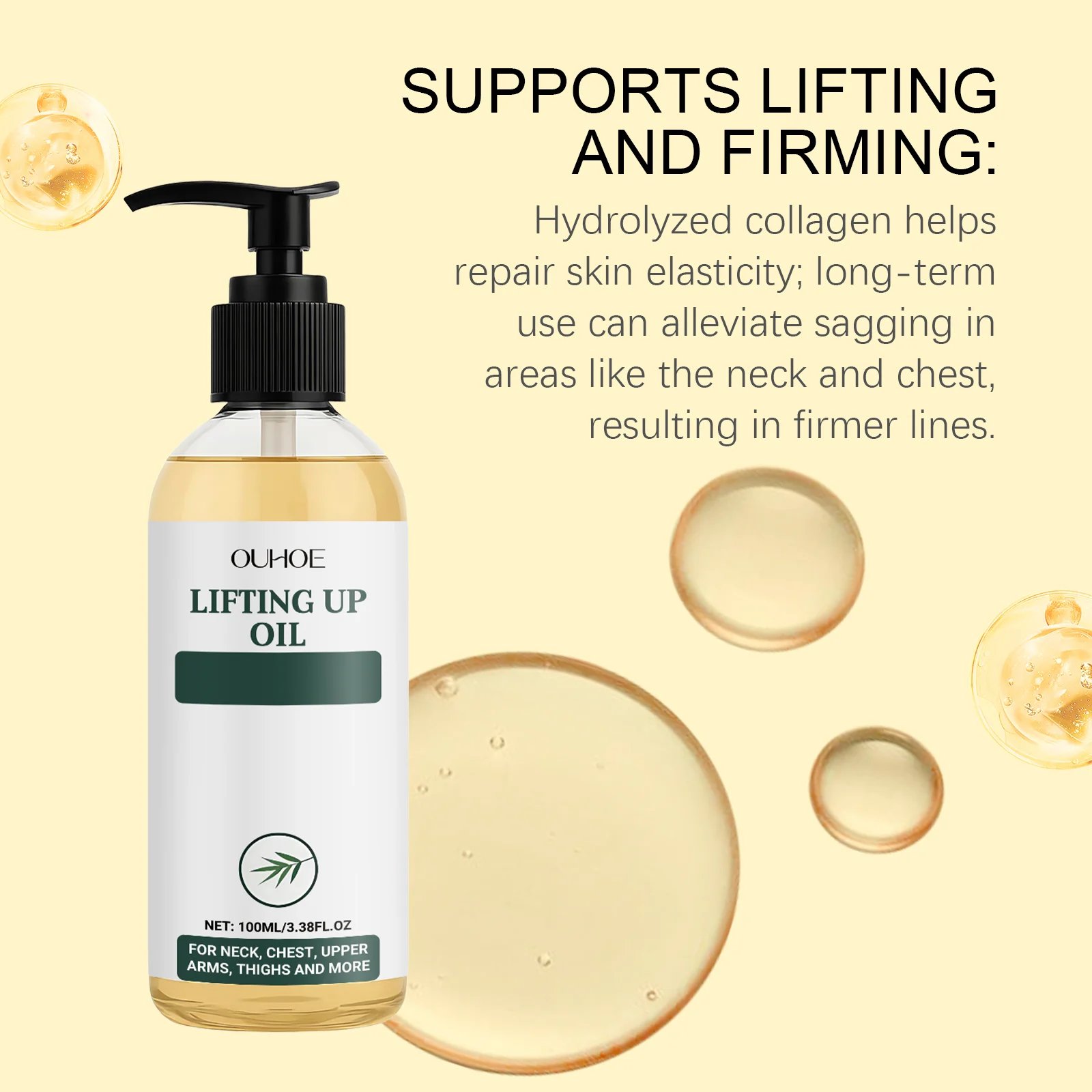 Body Firming Oil 100ml for Neck & Chest, Moisturizing & Non-Sticky with Hydrolyzed Collagen 5 body firming oil 100ml hydrating hydrolyzed collagen der 8dbrzrbb desc 5