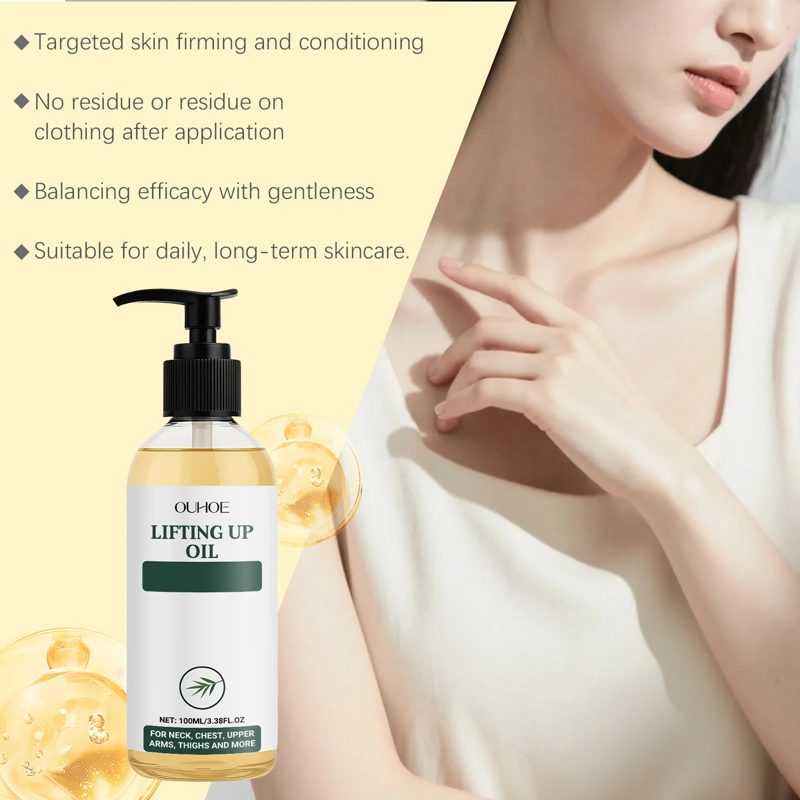 Body Firming Oil 100ml for Neck & Chest, Moisturizing & Non-Sticky with Hydrolyzed Collagen 6 body firming oil 100ml hydrating hydrolyzed collagen der 8dbrzrbb desc 6