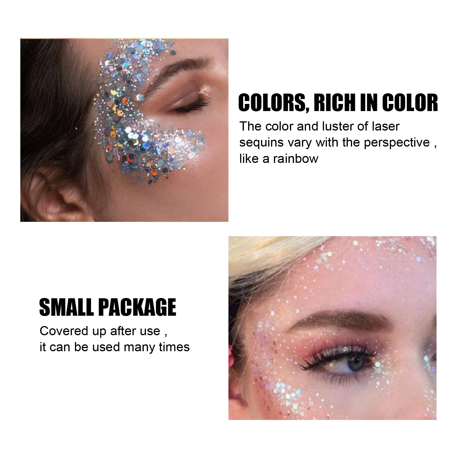 Silver Glitter Body Skin Gel - 3D Laser Flash Powder for Face, Body & Hair - 30g 3 body glitter gel white holographic laser flakes makeup cih as6hqkpa desc 3