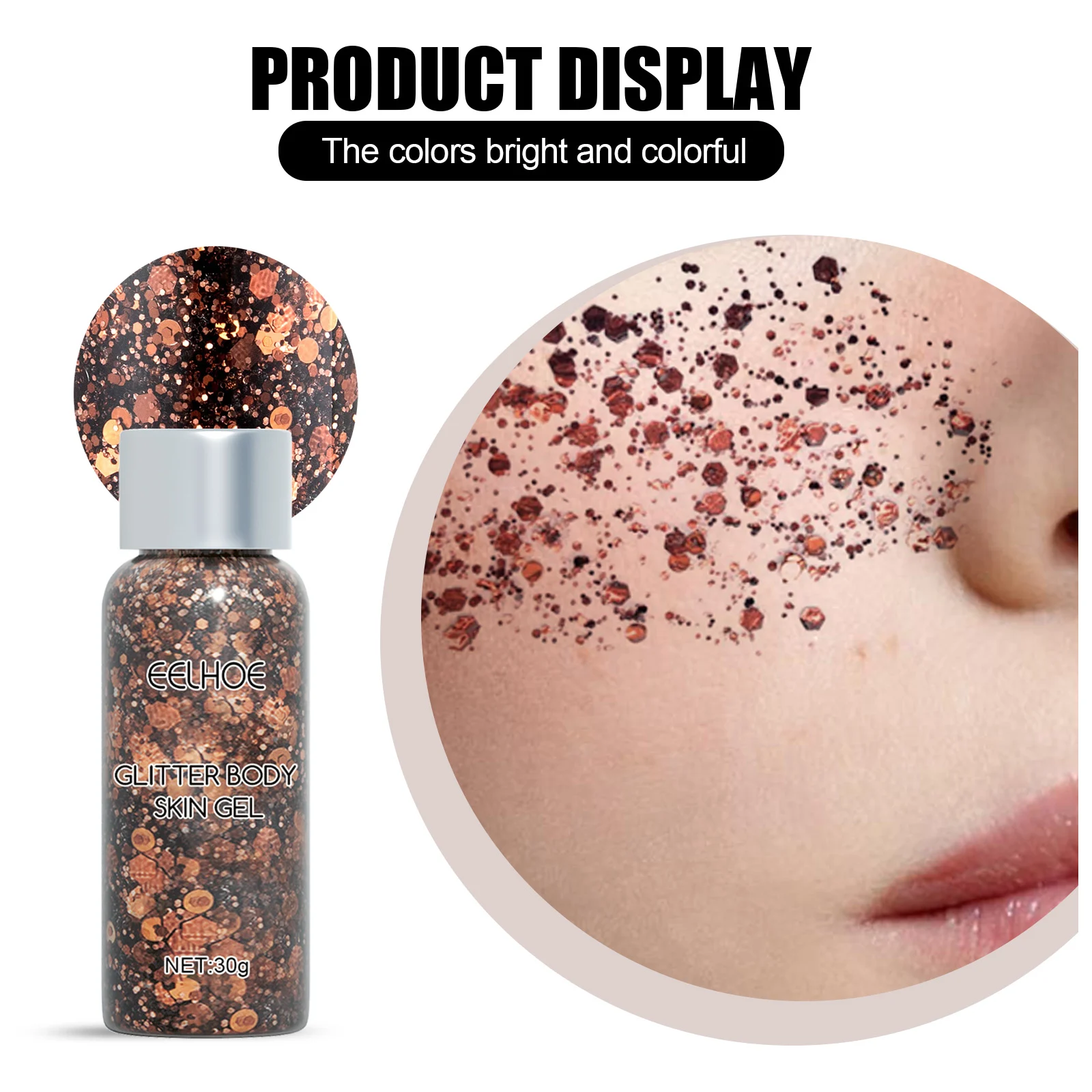 Silver Glitter Body Skin Gel - 3D Laser Flash Powder for Face, Body & Hair - 30g 5 body glitter gel white holographic laser flakes makeup cih as6hqkpa desc 5