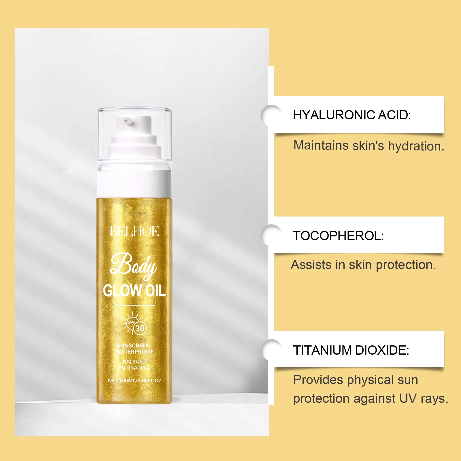 Body Glow Protection Oil - Hydrating, UV Shield Body Oil for Shiny and Smooth Skin 8 body glow protection oil 100ml cih 6gywma26 desc 8