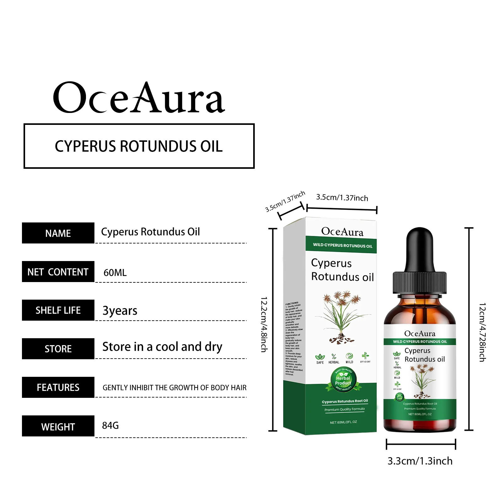 Body Hair Inhibiting Oil 60ml Plant-Based Treatment to Reduce Hair Growth & Smooth Skin 1 body hair inhibiting oil 60ml cih maa8acem desc 1