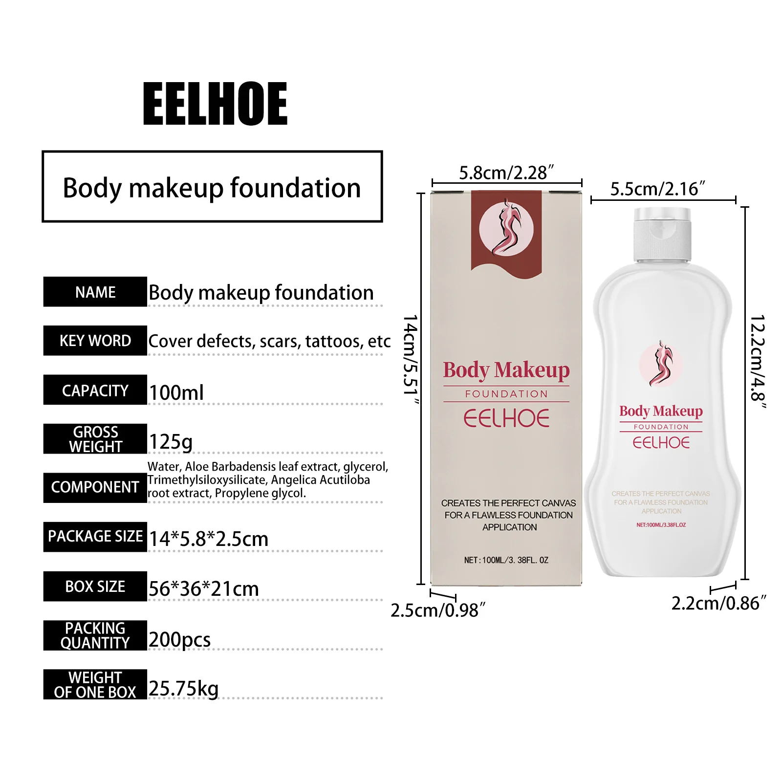 Body Makeup Foundation 100ml - Full Coverage Waterproof Concealer for Scars, Tattoos & Blemishes 1 body makeup foundation 100ml full coverage waterproof concealer cih 7rcdadvx desc 1