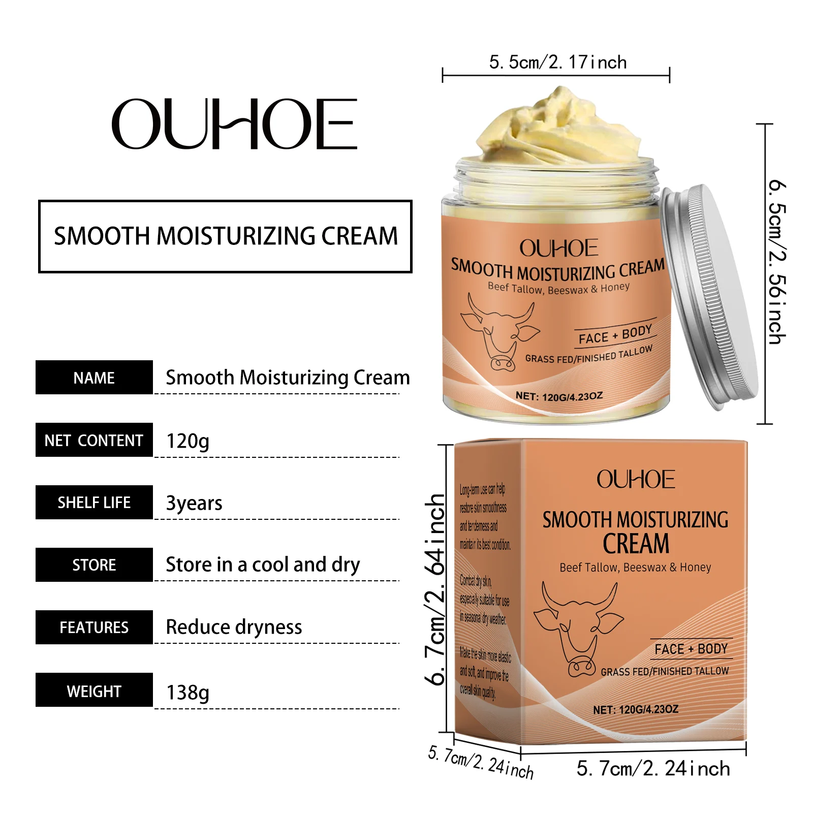 Body Smoothing Moisturizing Cream 120g - Hydrates, Firms & Improves Skin Elasticity 1 body smoothing moisturizing cream 120g cih ustahdg7 desc 1