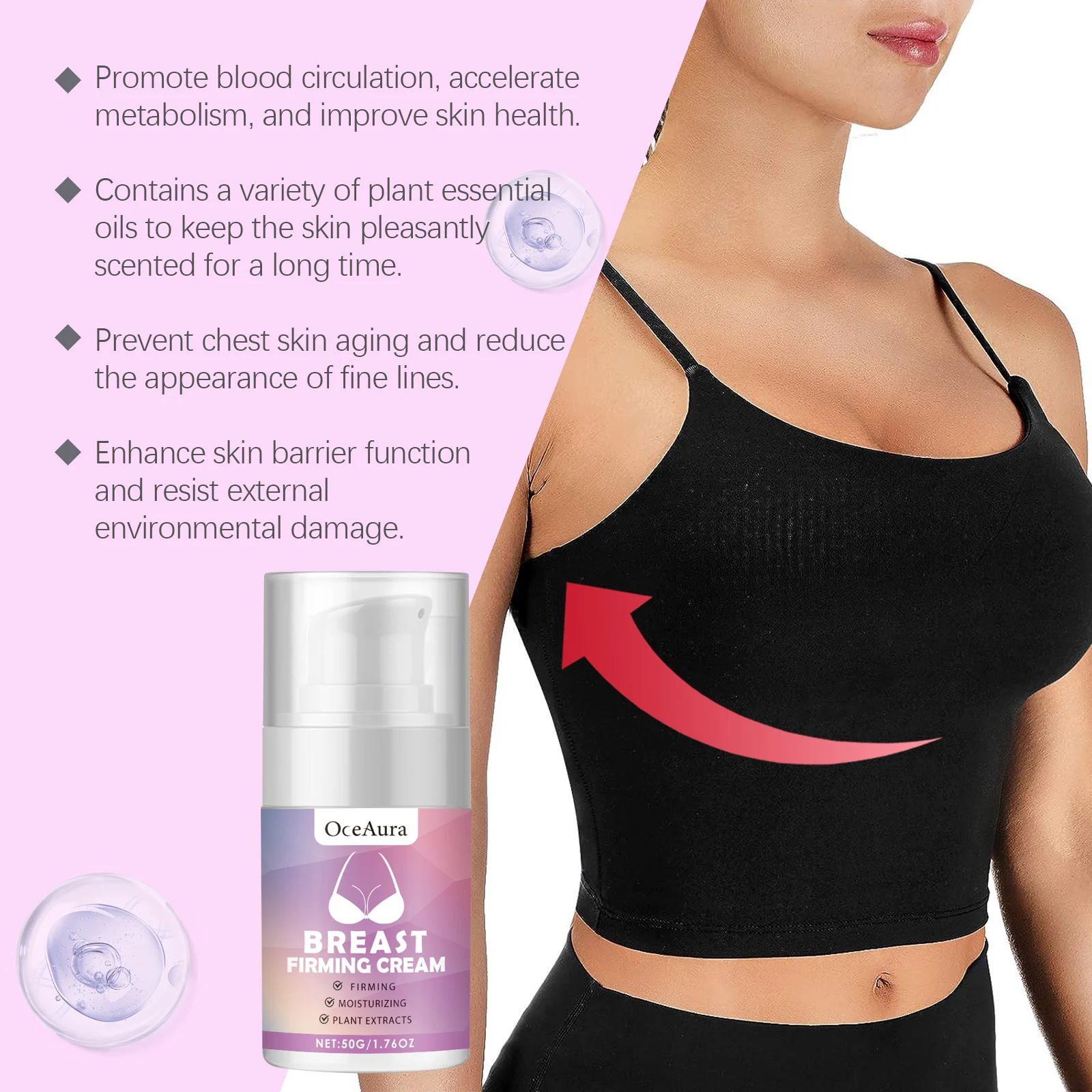 Breast Firming Cream 50g Tightening Lift Moisturizing Nourishing Massage Cream for Chest Care 6 breast firming cream tightening lift moisturizing 50g cih qs5nnb32 desc 6