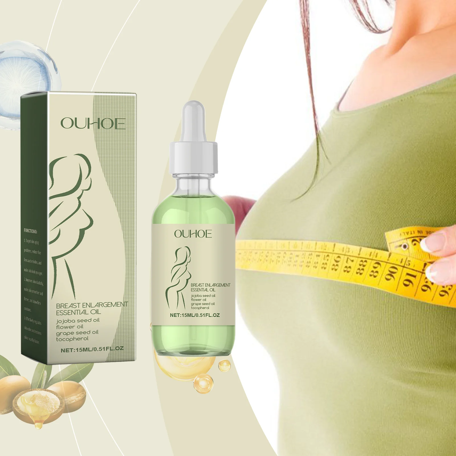 Breast Firming Oil for Moisturizing and Tightening - Daily Massage Body Care Essential Oil 15ml 2 breast firming oil moisturizing tightening massage essential oil cih cug46v5v desc 2