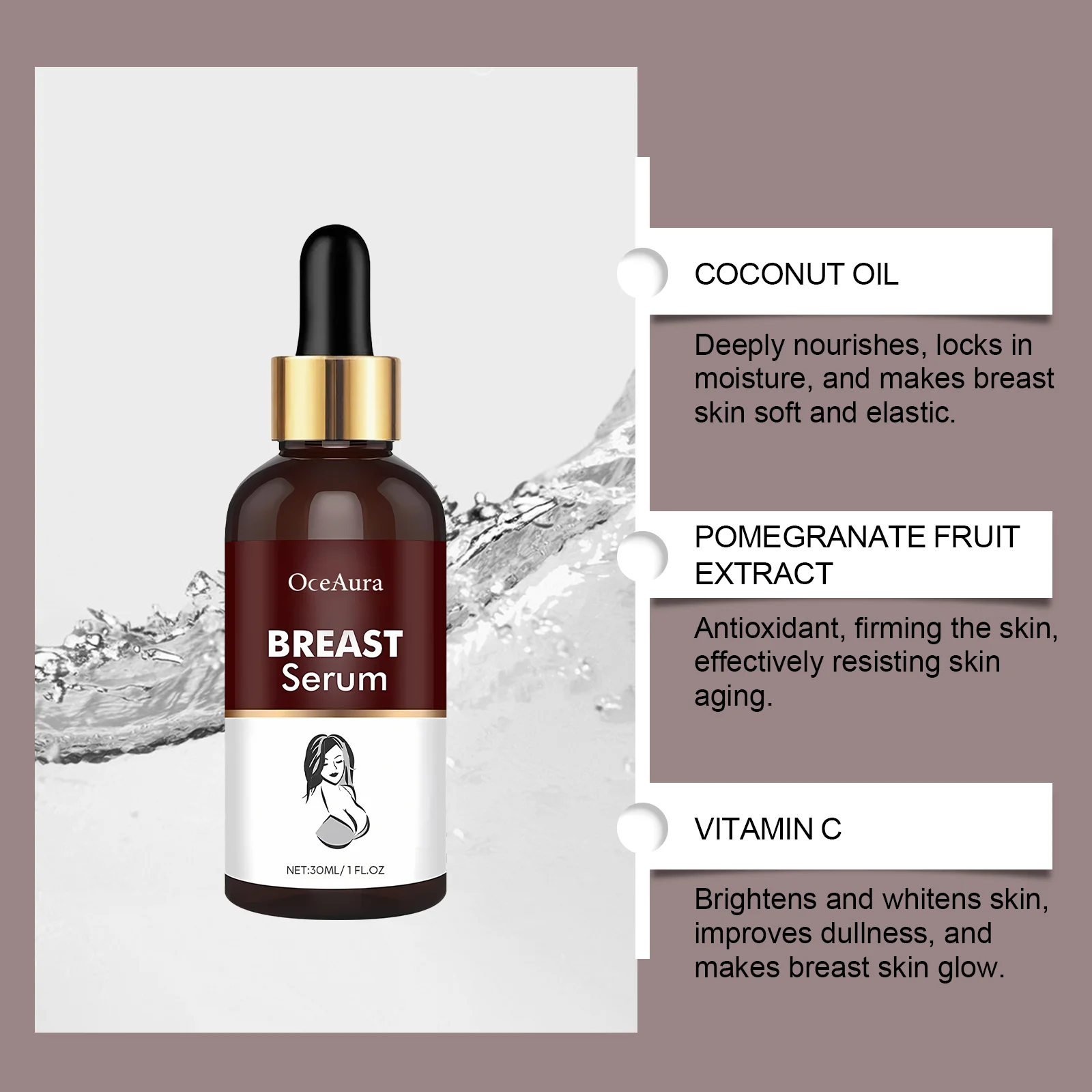 Breast Serum Chest Massage Essence Brightening Firming Moisturizing Nourishing 30ml 7 breast serum massage essence brightening firming cih v8n9kg2k desc 7
