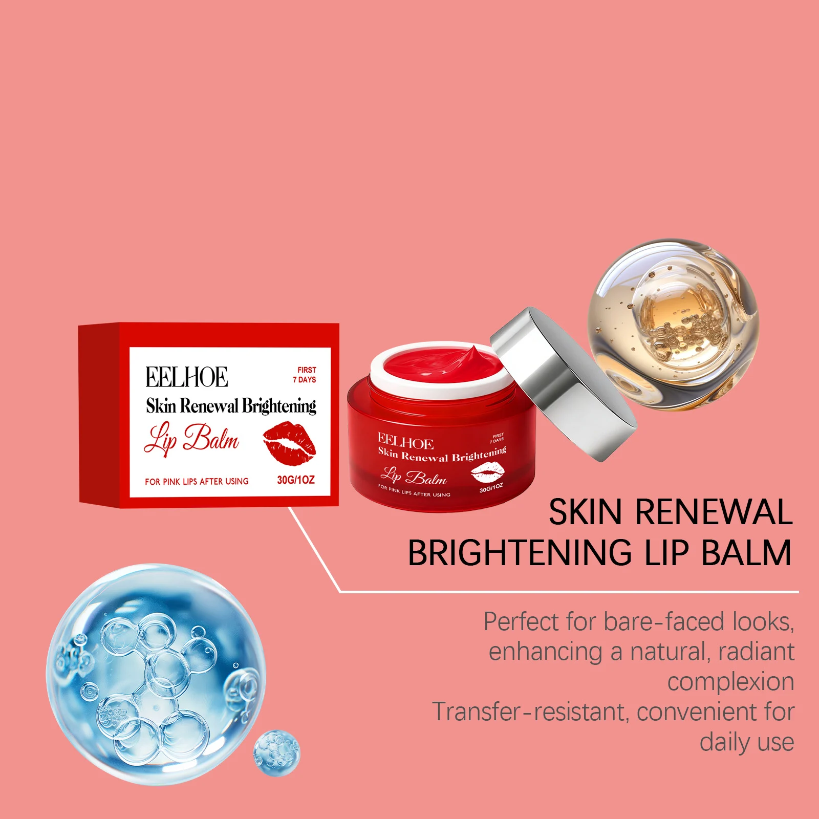Brightening Lip Balm 30g, Hydrating Tint for Pink Lips, Nourishing & Renewing 7 brightening lip balm 30g renewing hydrating cih f32k38j5 desc 7